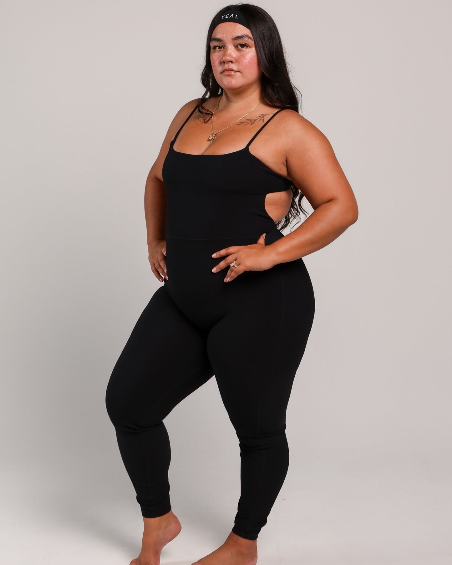Long Kayla Jumpsuit in Ribbed Black