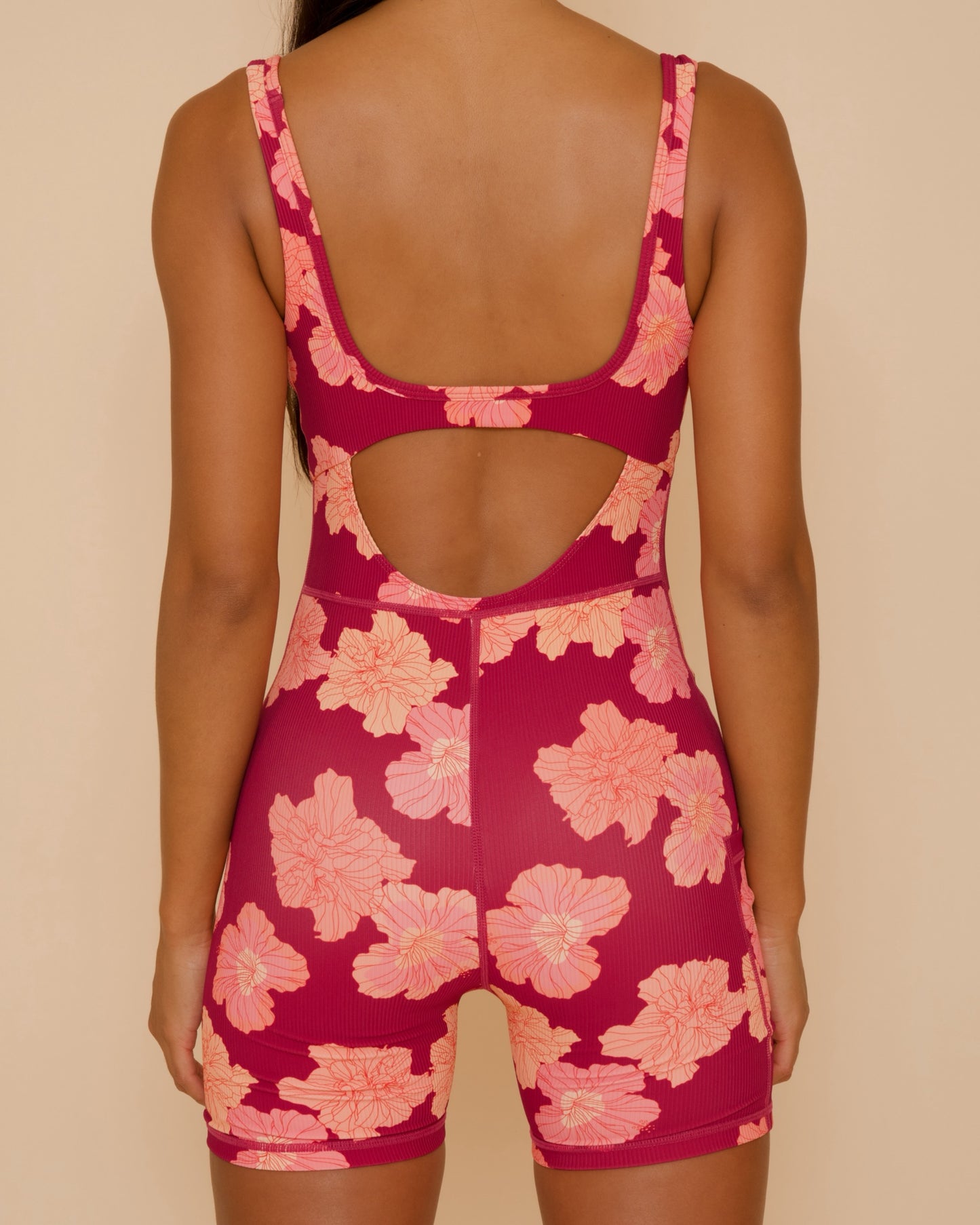 Aura Jumpsuit in Summer Hibiscus - Anemone