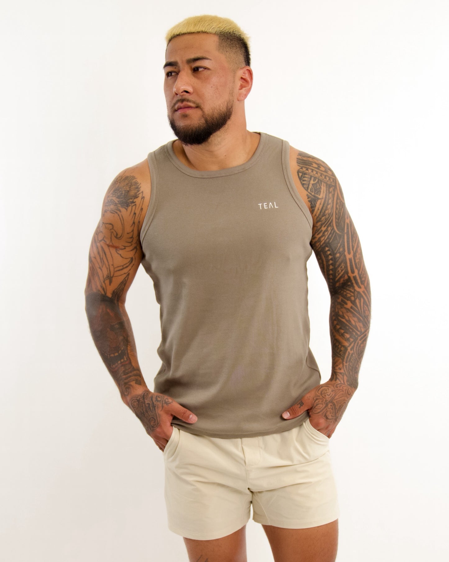Everyday Men's Tank in Ribbed Khaki