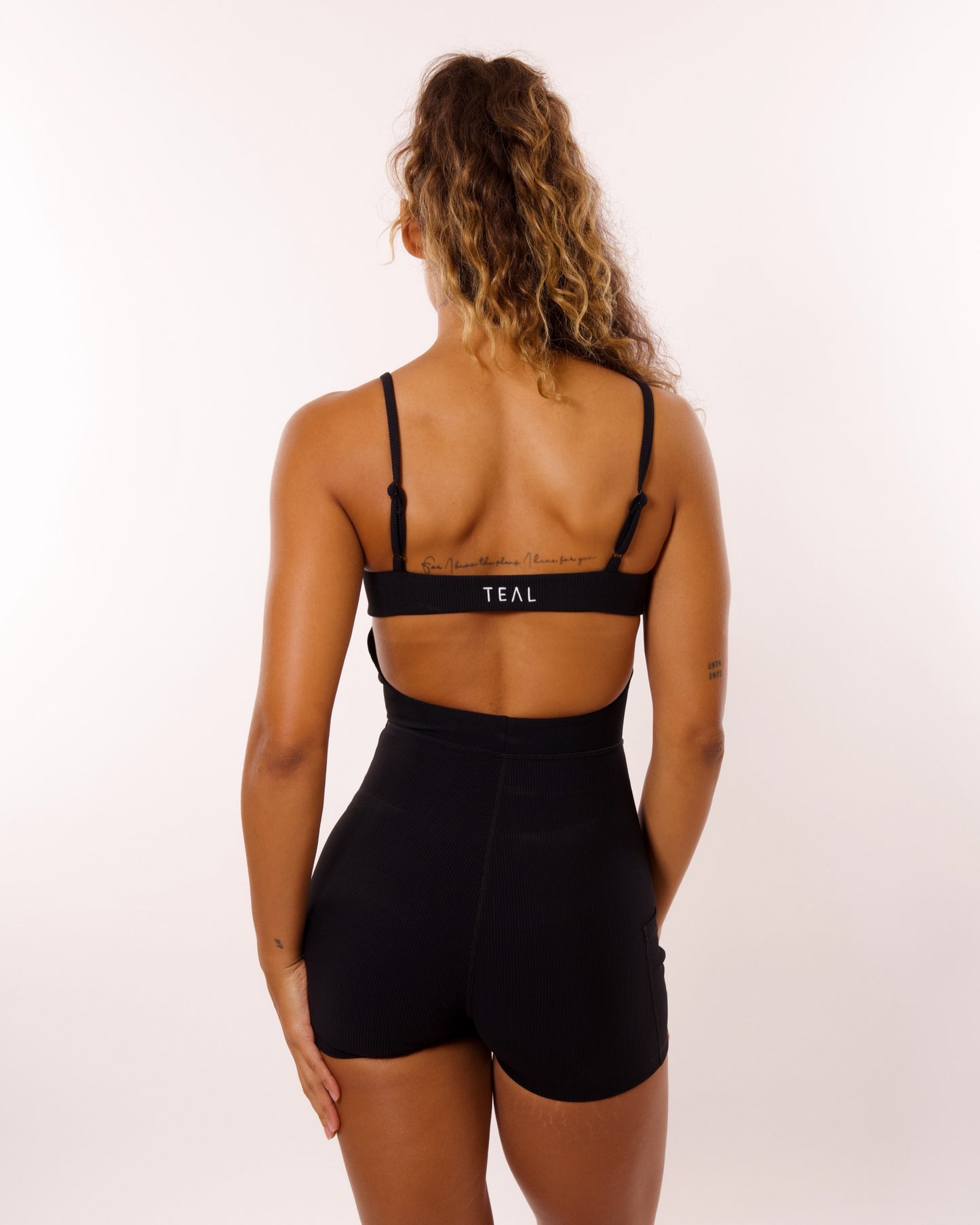 Kayla 3" Jumpsuit in Ribbed Black