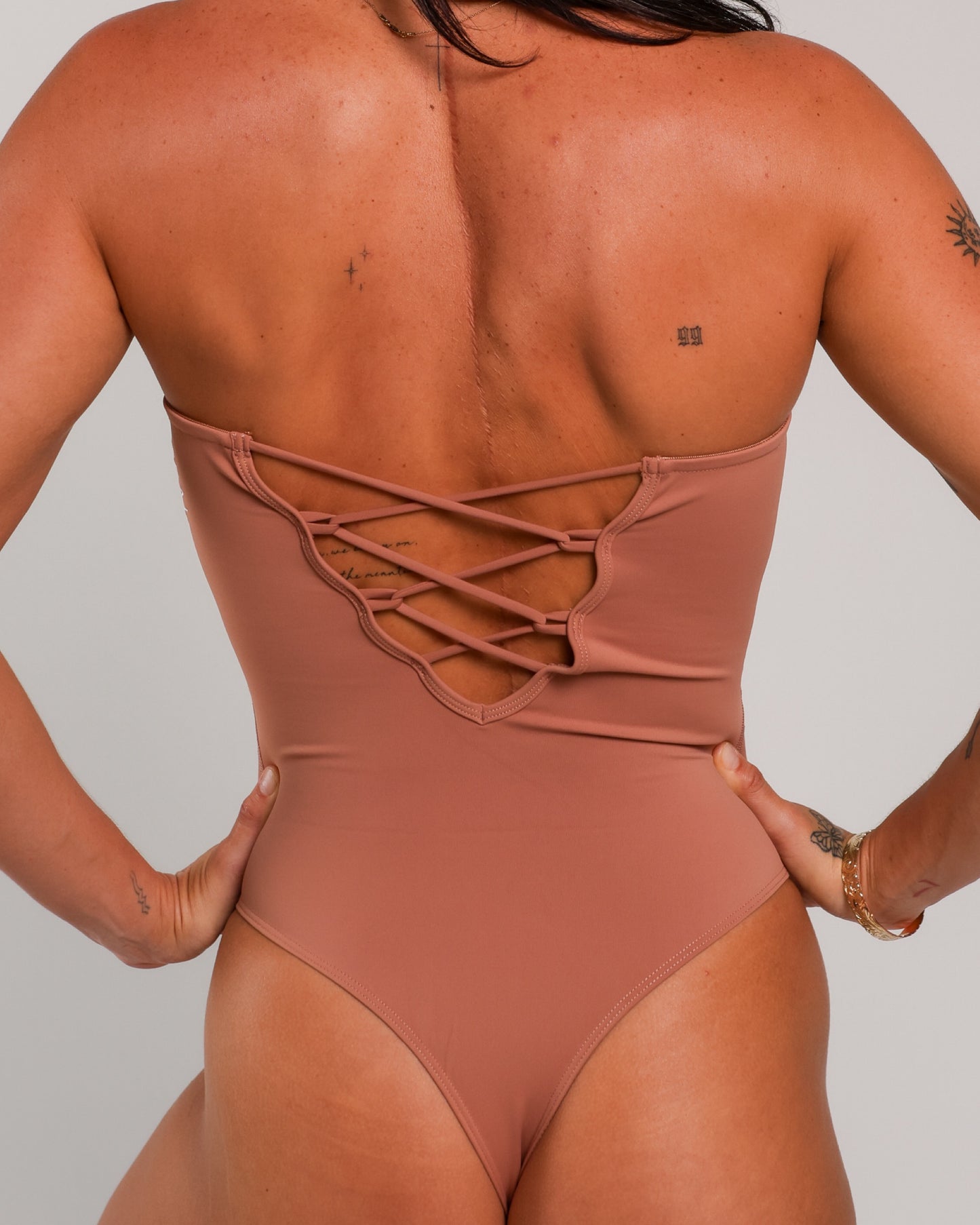 Sweet Heart Strapless Bodysuit in Terracotta
