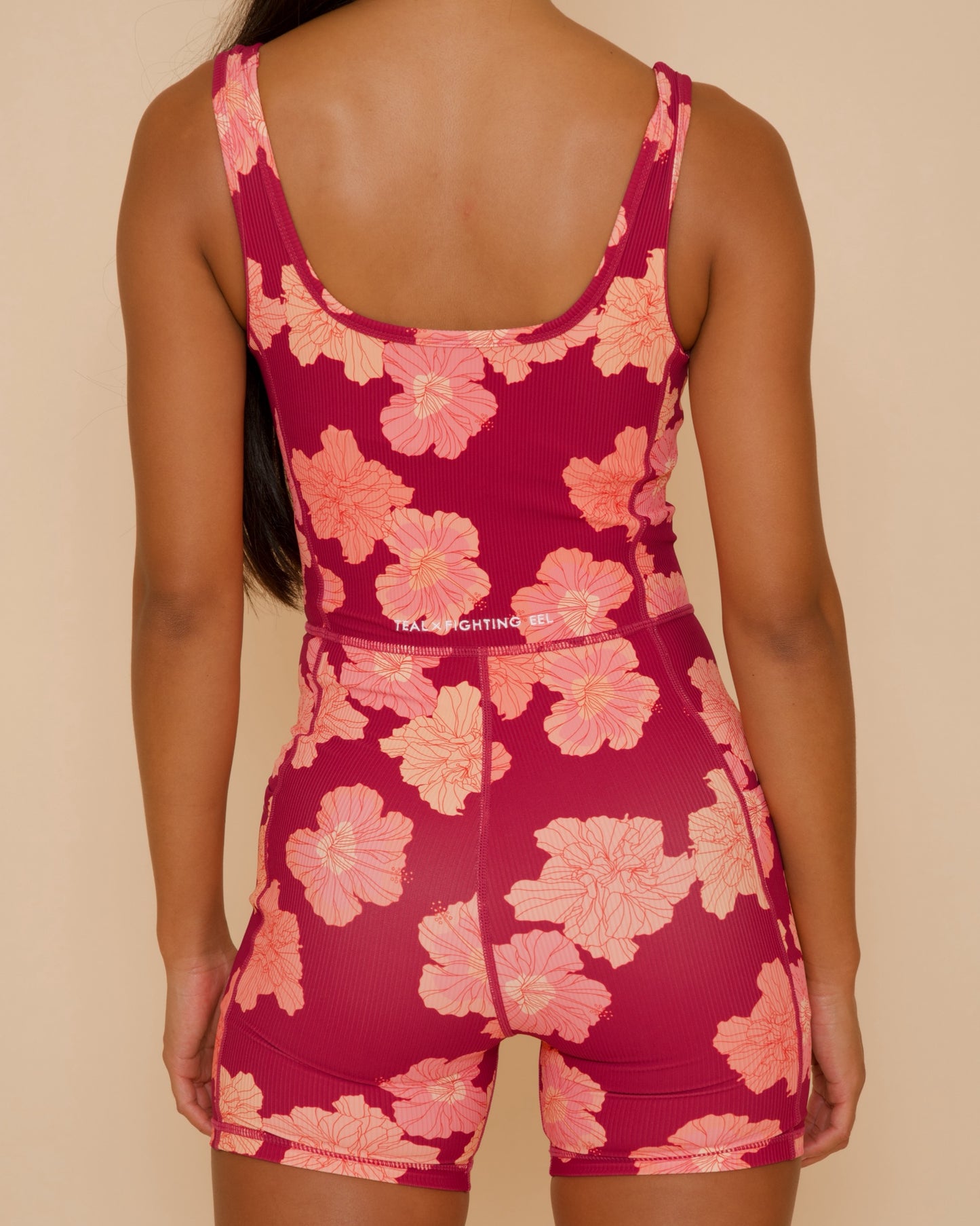 Britt Jumpsuit in Summer Hibiscus - Anemone