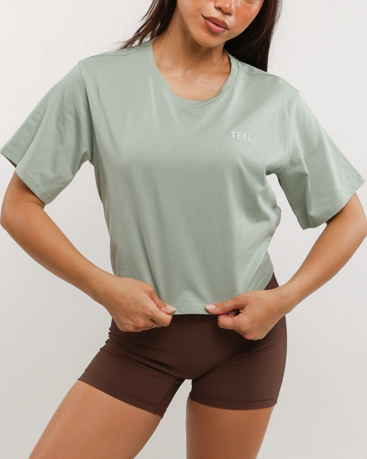 Everyday Tie Back Tee in Light Seafoam