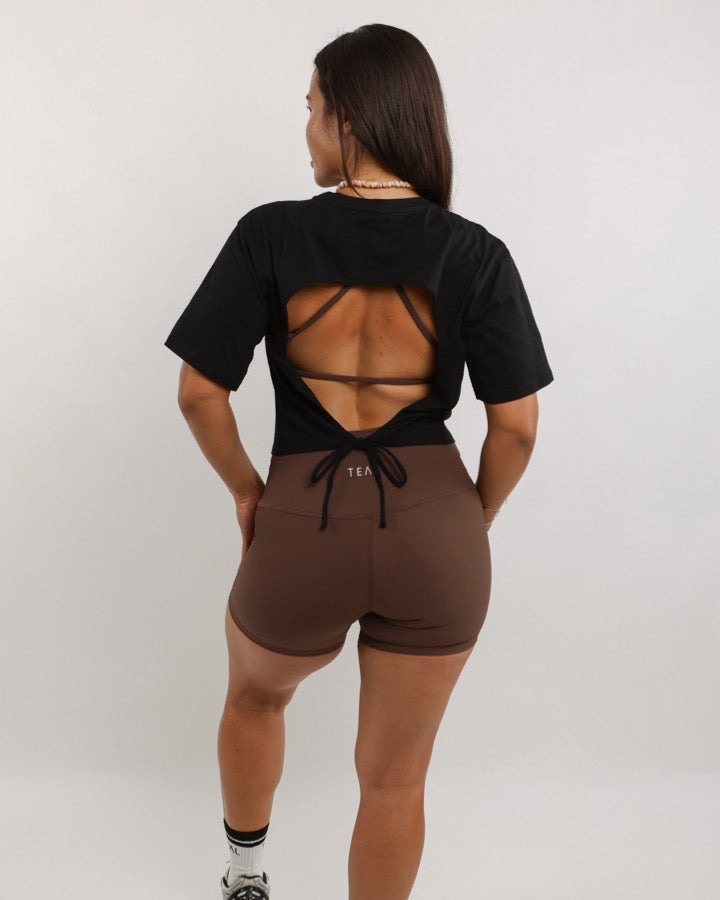 Everyday Tie Back Tee in Black