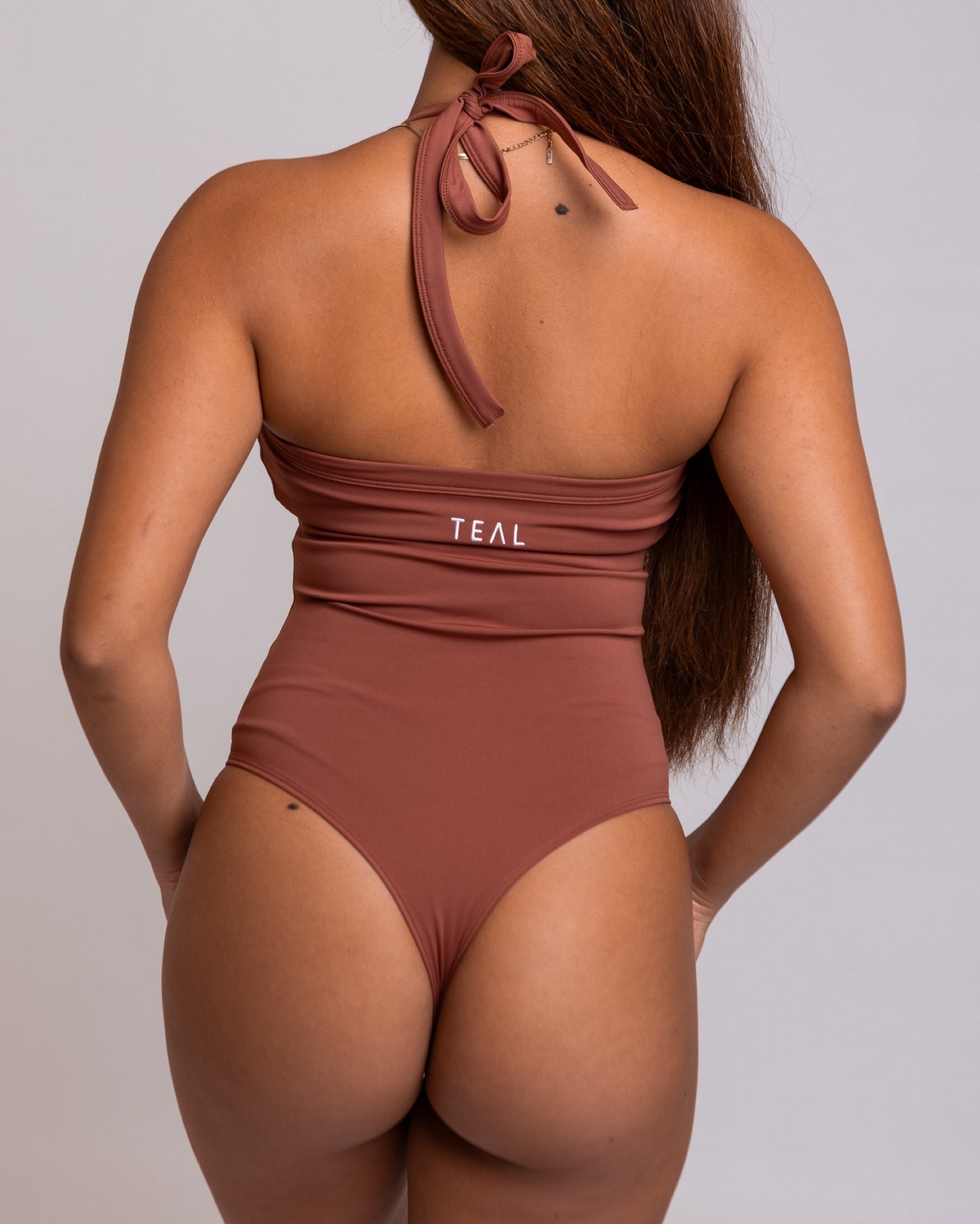 Lei Halter Bodysuit in Pumpkin Spice