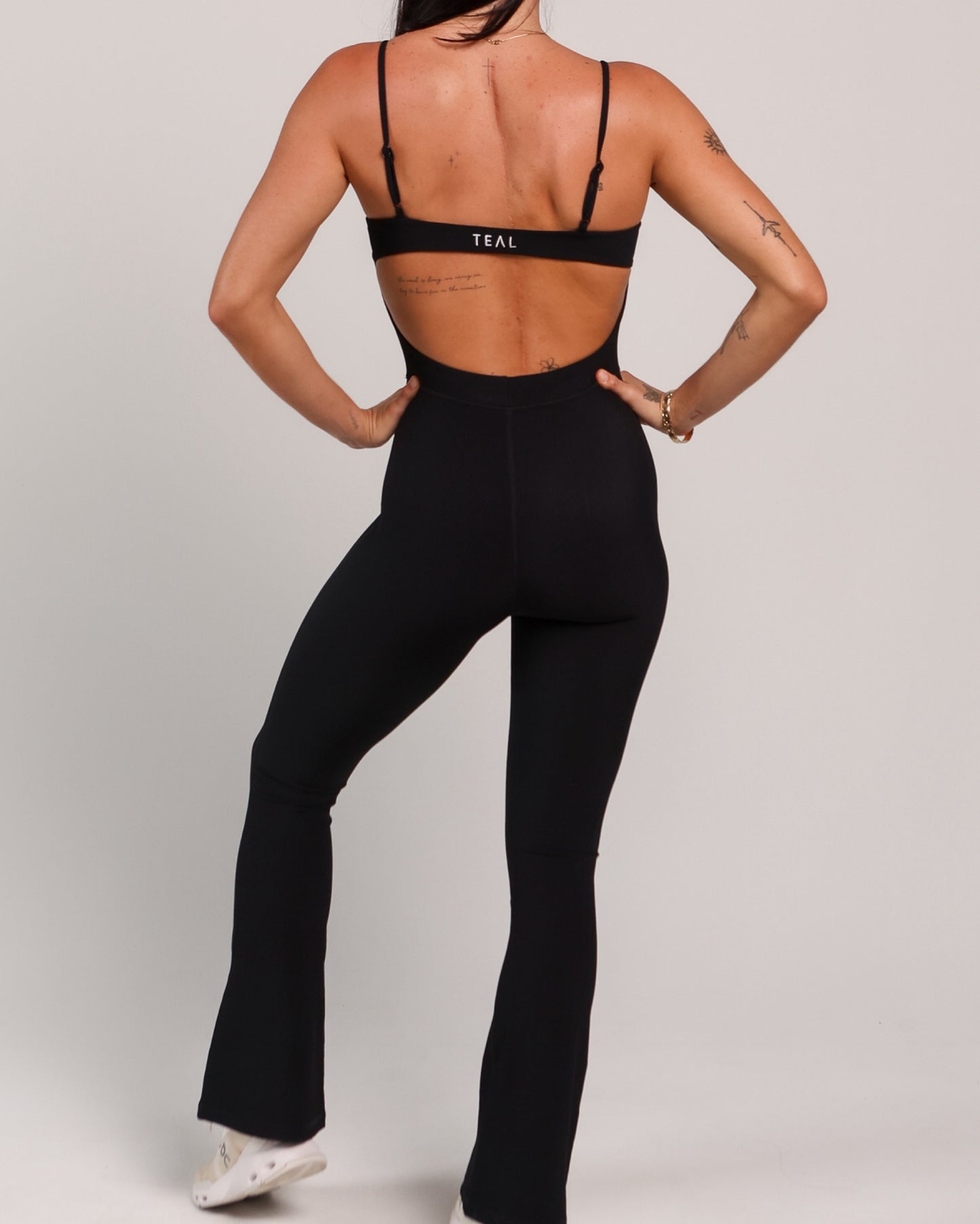 Kayla Flare Jumpsuit in Ribbed Black