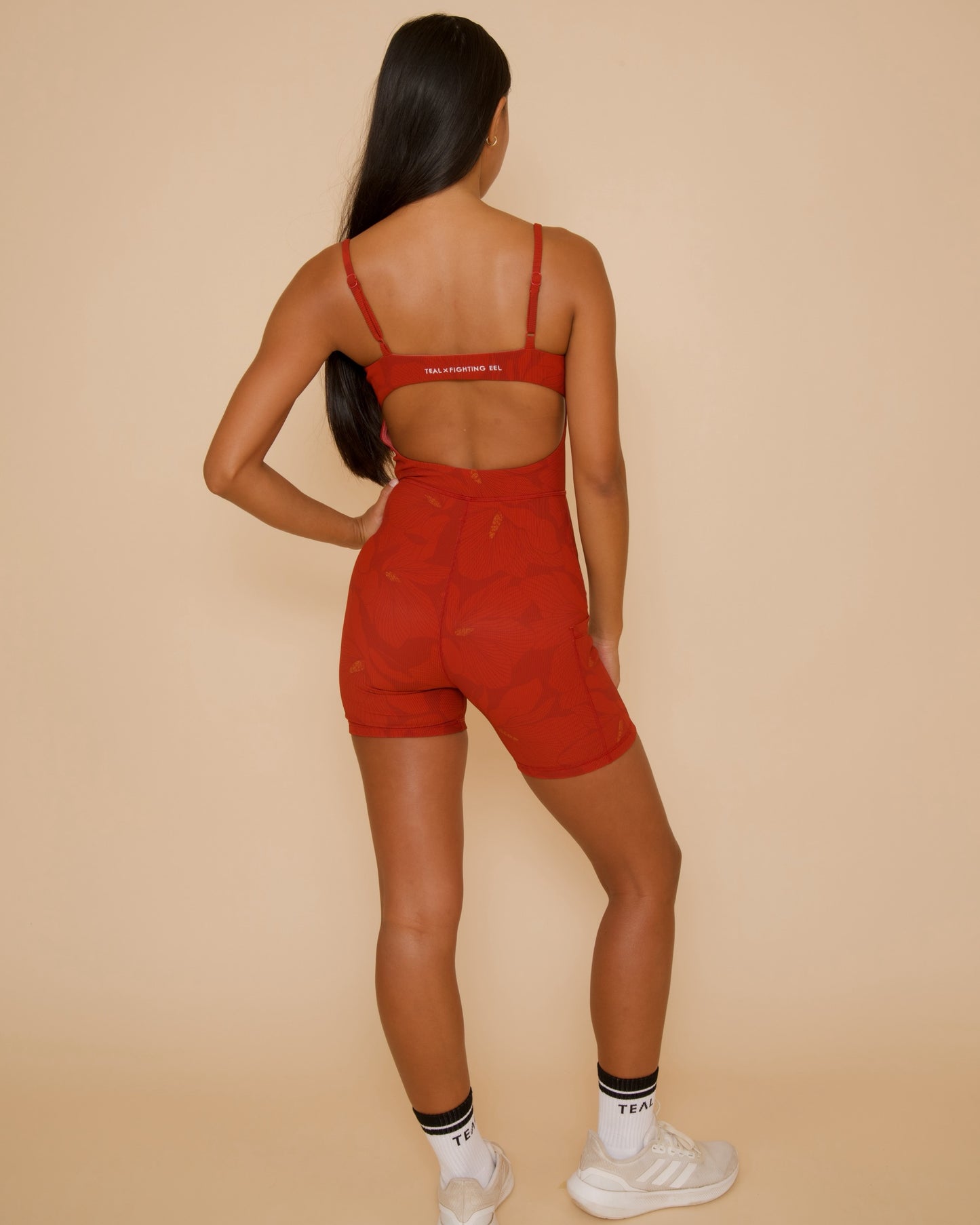 Kayla Jumpsuit in Chic Magnolia - Scarlet Red