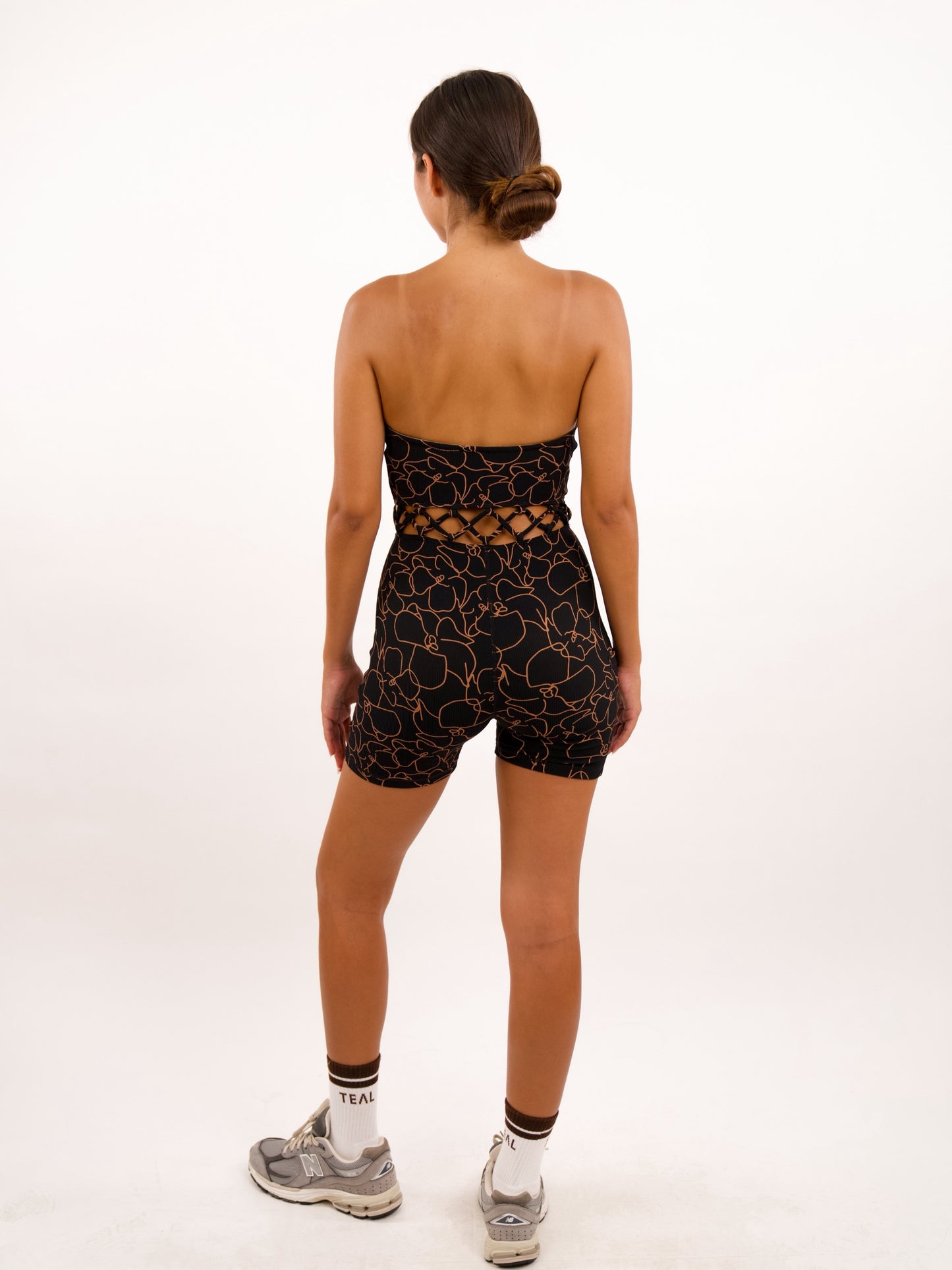 Paisley Strapless Jumpsuit in Pretty Pua Black