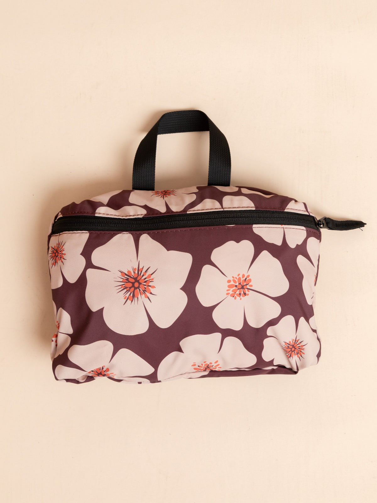 TEAL x FE Packable Gym Duffle Bag in Floral Burst Chocolate