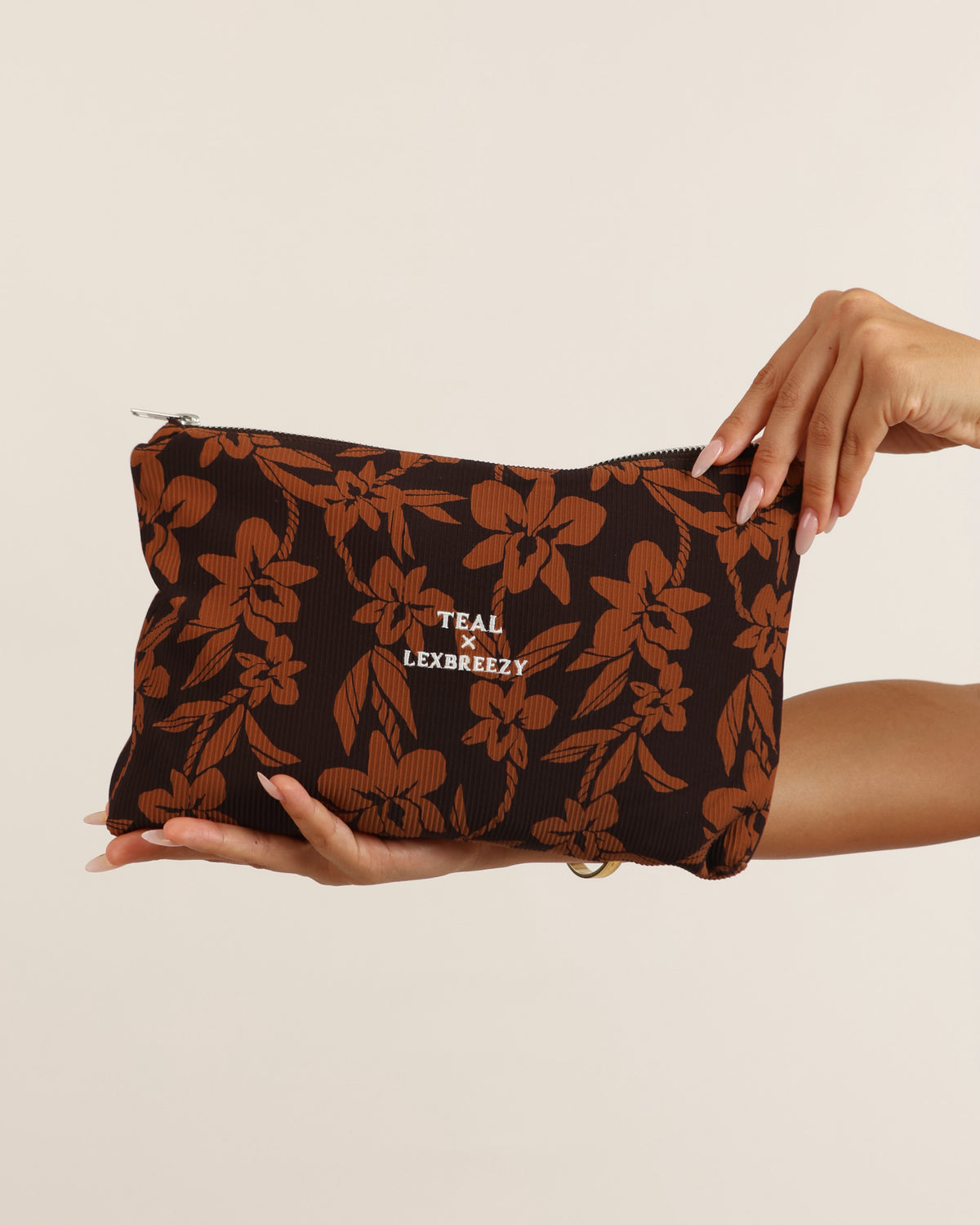 Zipper Pouch in Mocha Orchid Lei