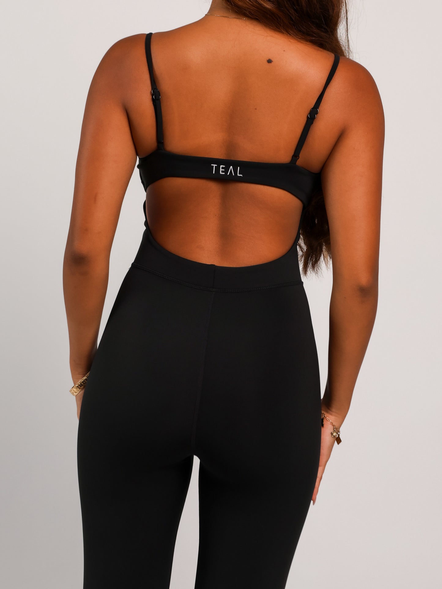 Long Kayla Jumpsuit in Ribbed Black