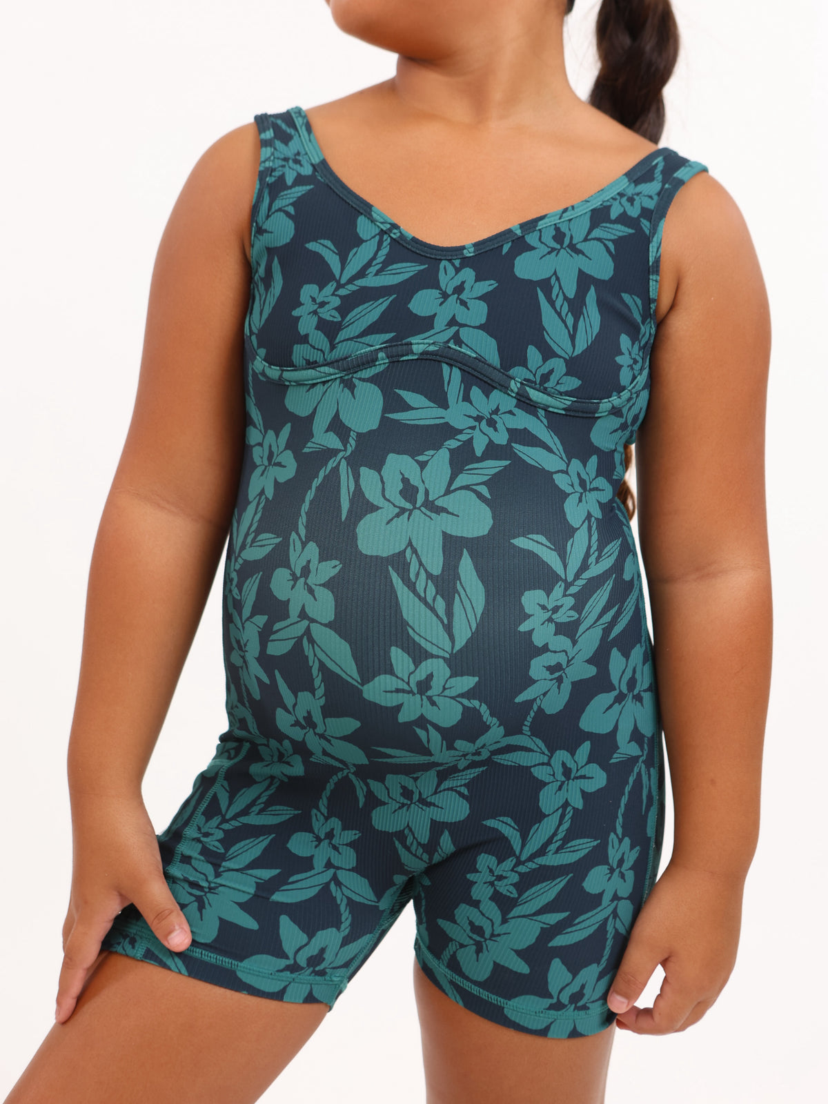 Mini Aura Jumpsuit in Teal Orchid Lei