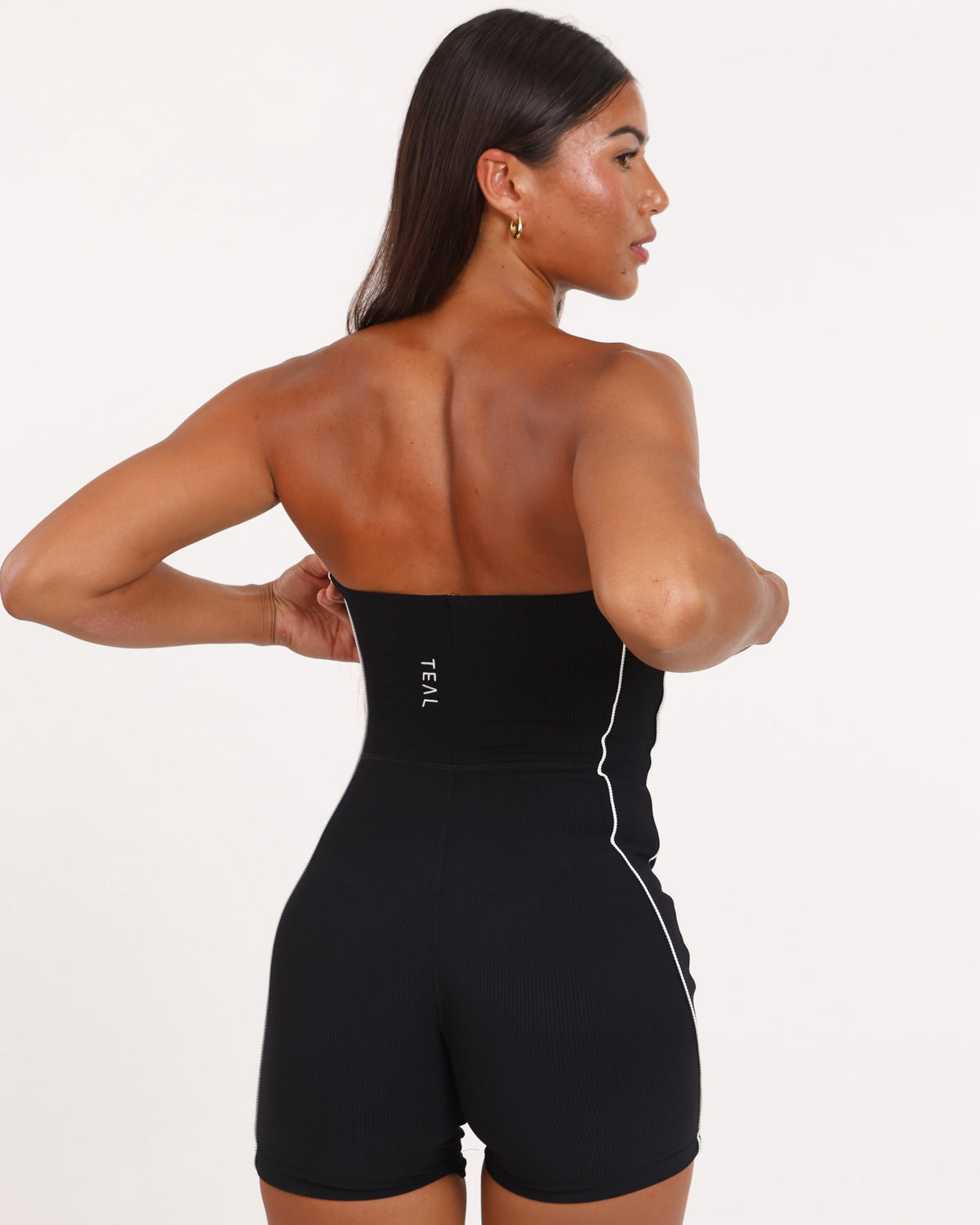 Anu Strapless 2.0 Jumpsuit in Black Ribbed