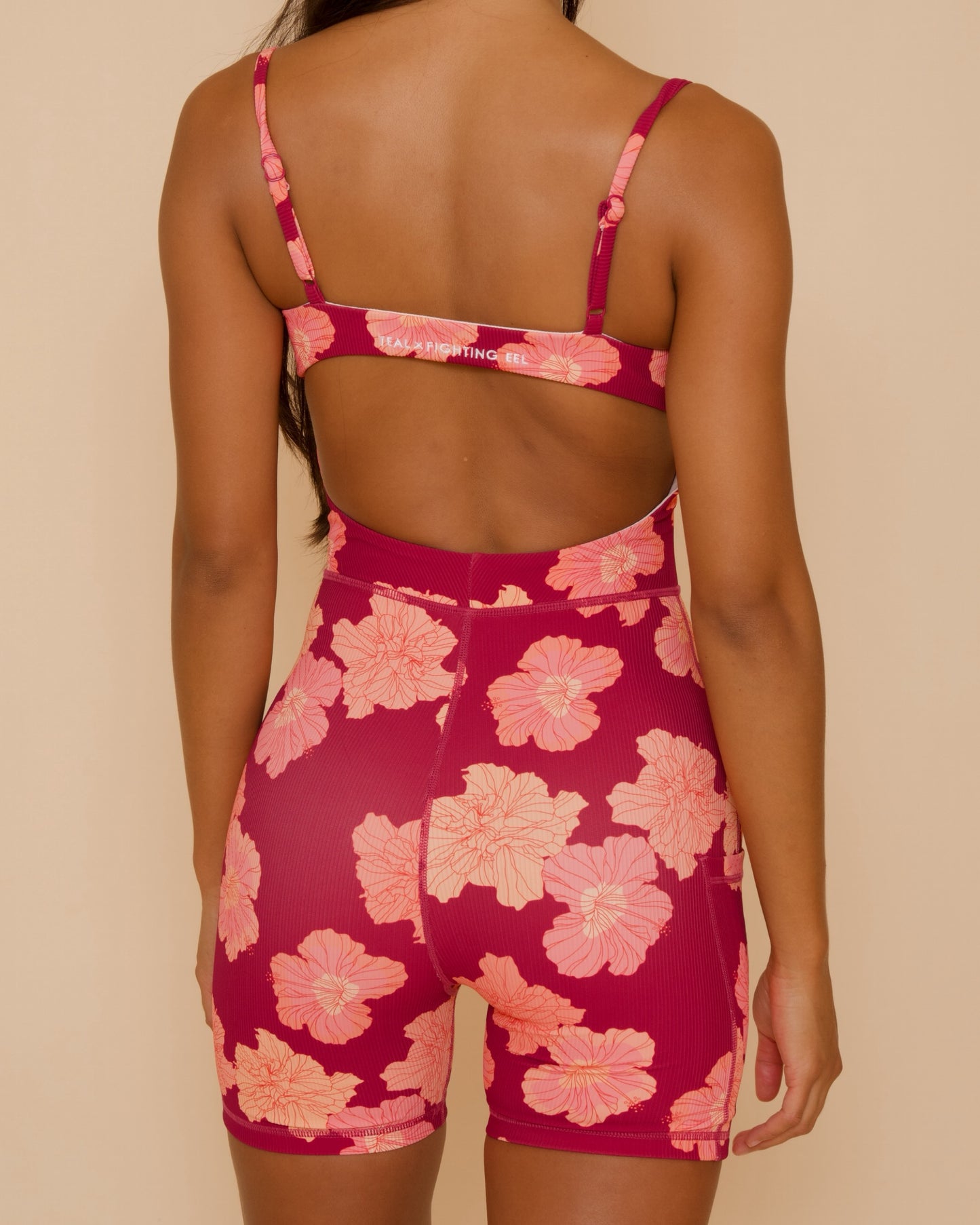 Kayla Jumpsuit in Summer Hibiscus - Anemone