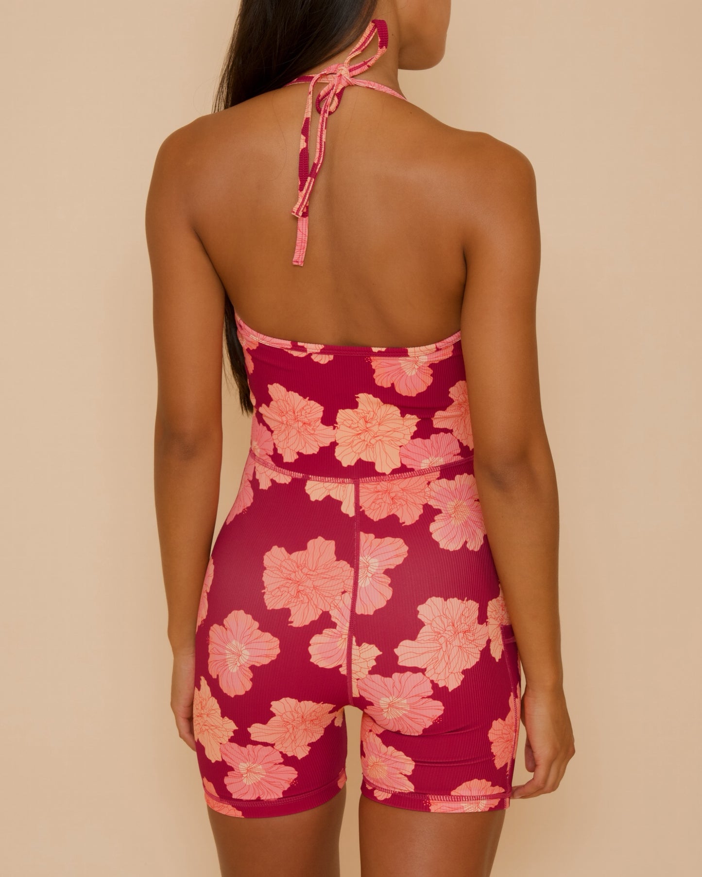 Lan Jumpsuit in Summer Hibiscus - Anemone