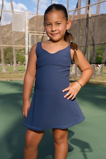 Mini Aura Dress in Ribbed Denim