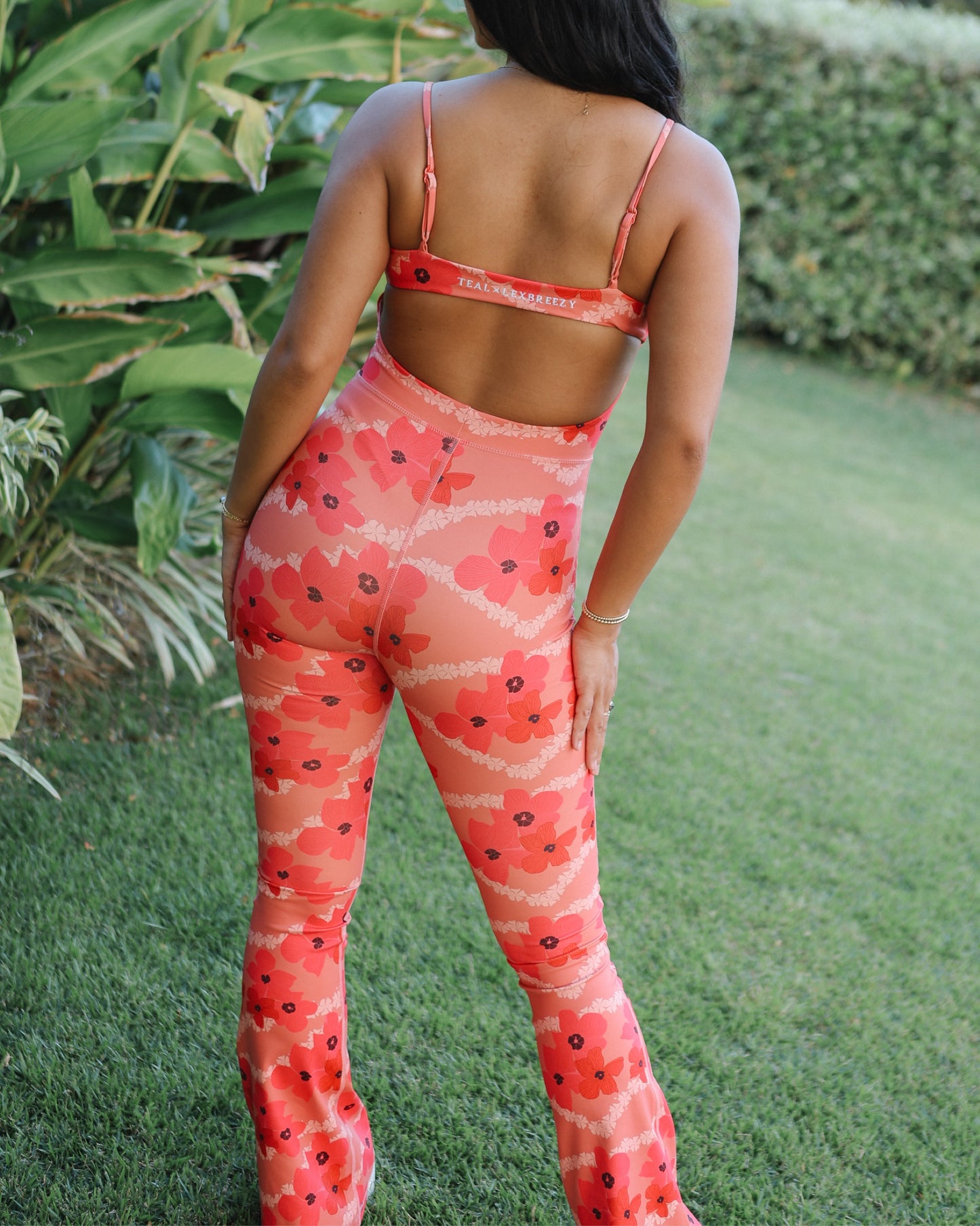 Kayla Flare Jumpsuit in Coral Pua Kala