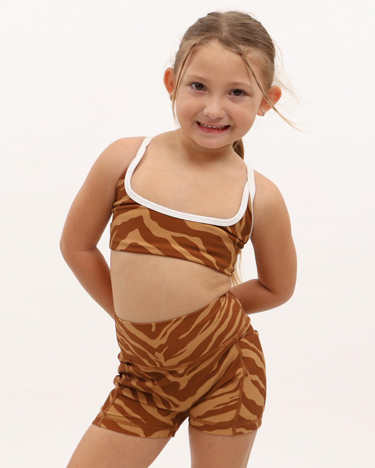 Mini Essential Biker Short w/ Pockets in Caramel Zebra