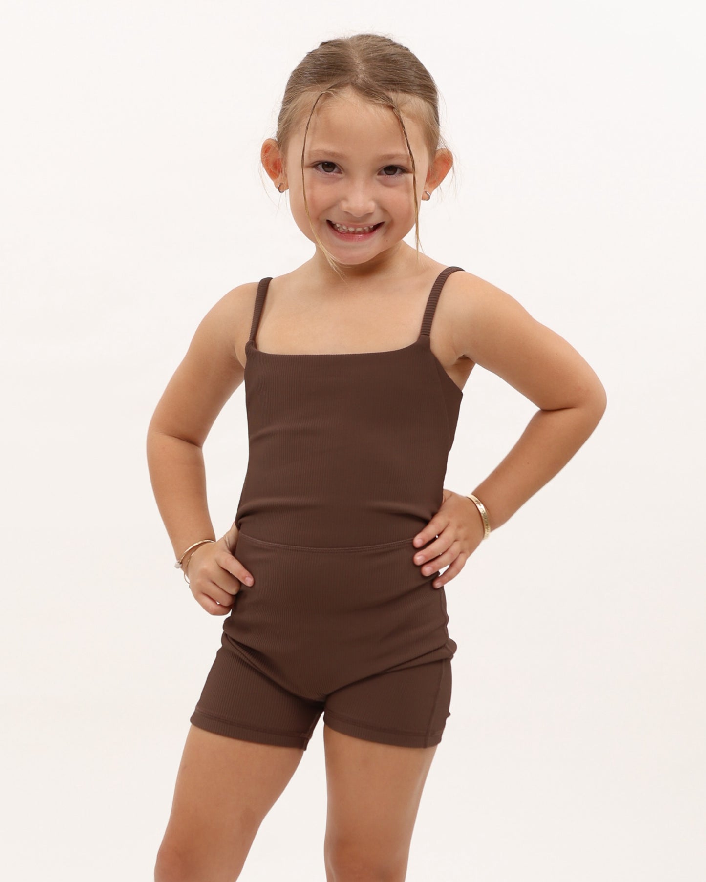 Mini Kayla Jumpsuit in Ribbed Mocha