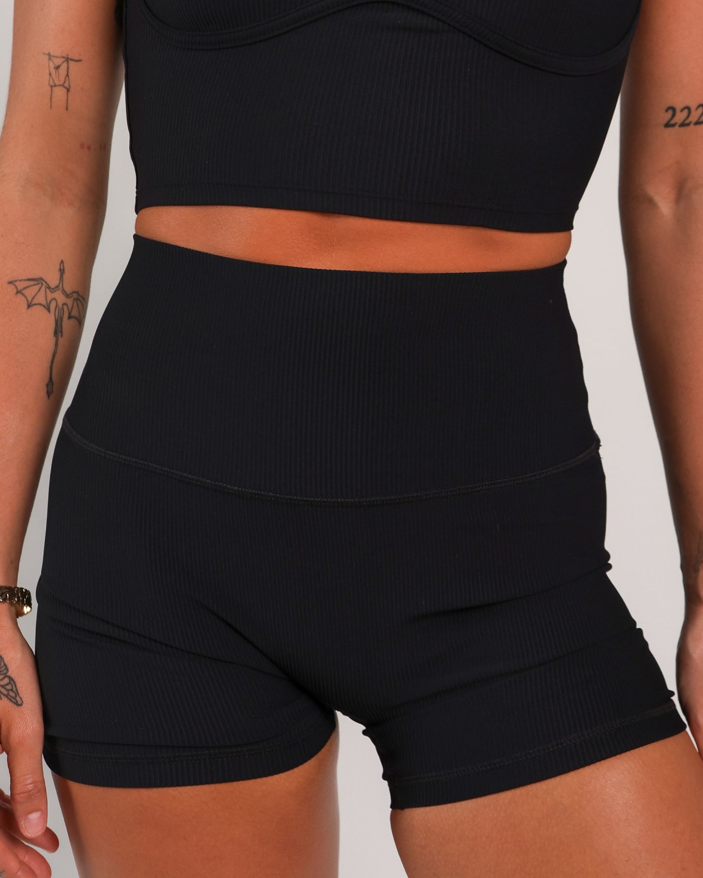 Essential 5" Biker Short in Ribbed Black