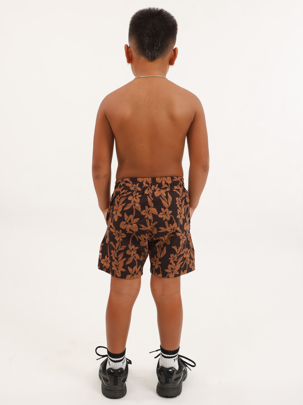 Luxe Hybrid Boy's Shorts in Mocha Orchid Lei