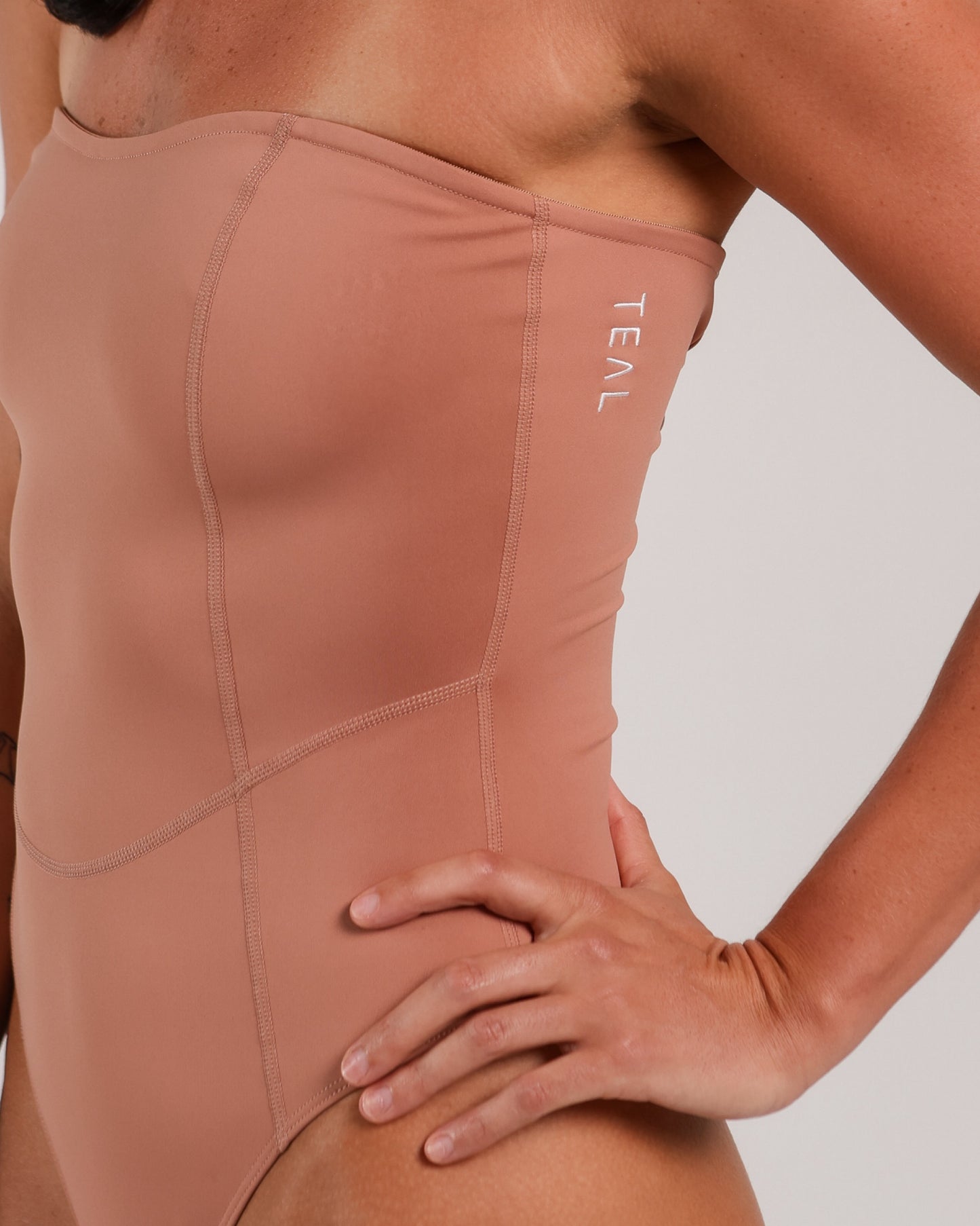 Sweet Heart Strapless Bodysuit in Terracotta