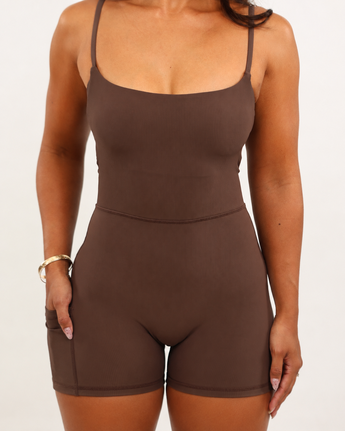 Kayla Jumpsuit in Ribbed Mocha