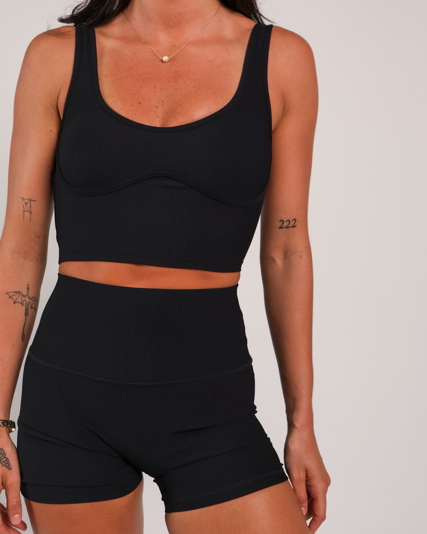 Essential 5" Biker Short in Ribbed Black