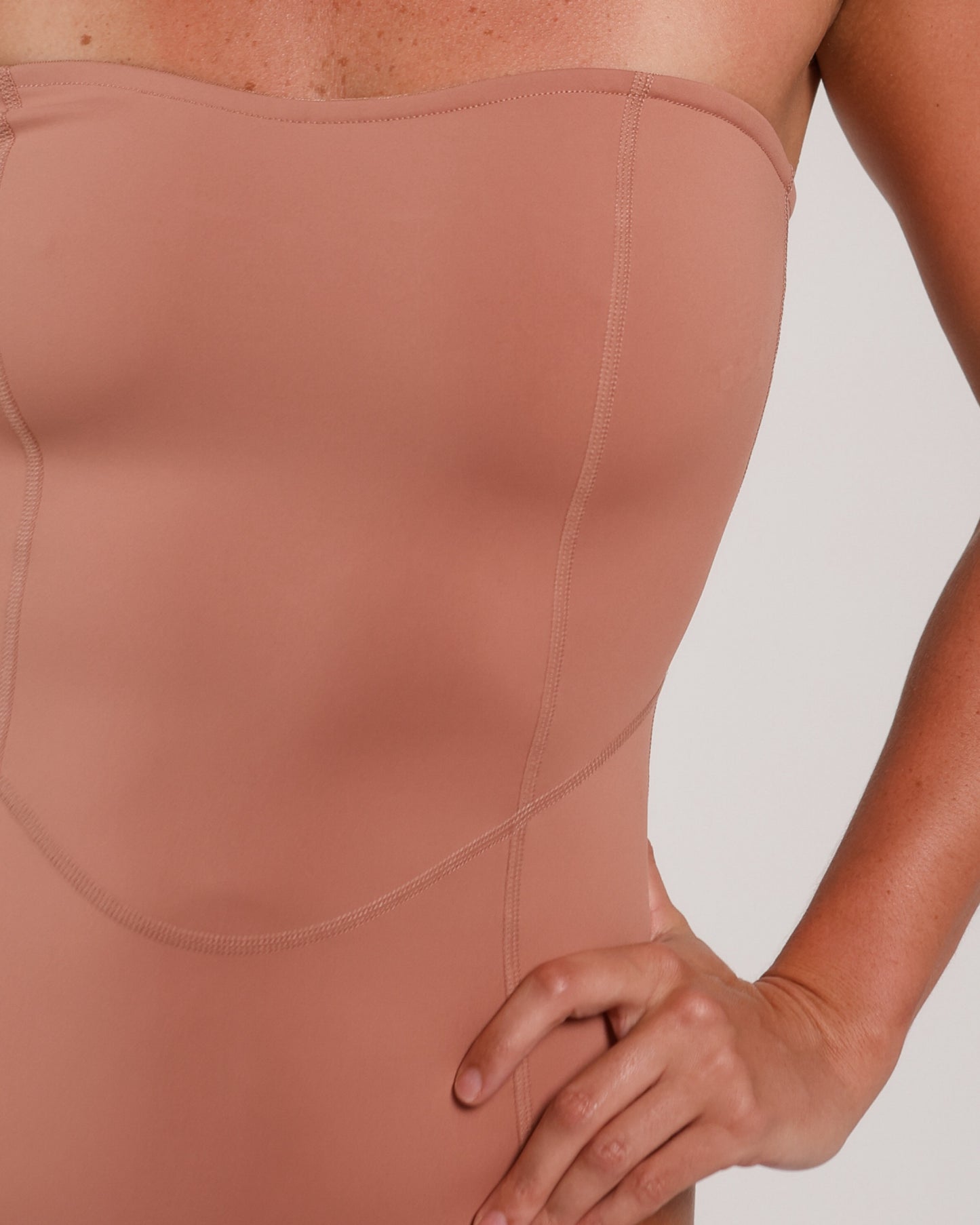 Sweet Heart Strapless Bodysuit in Terracotta