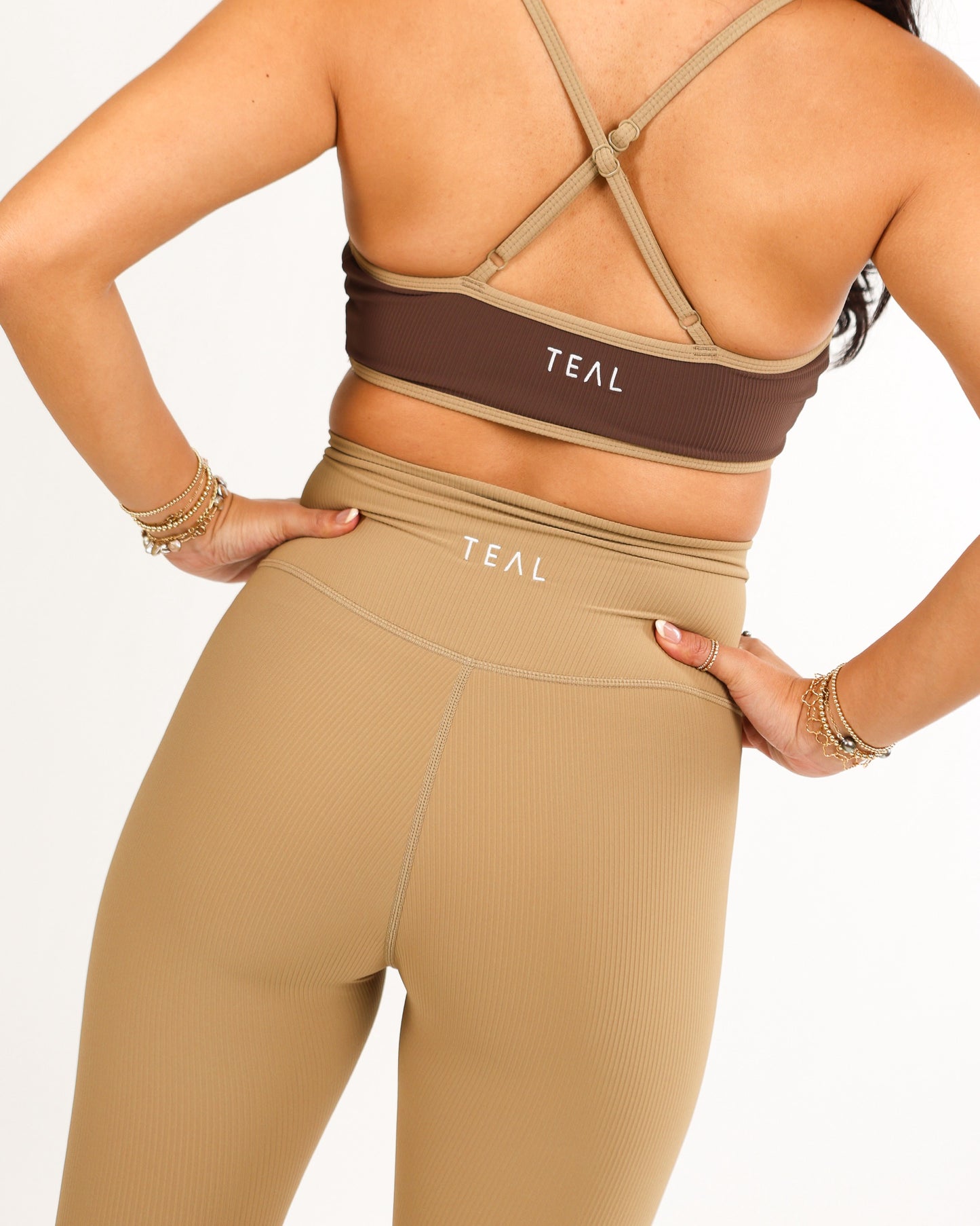 Essential Full Leggings in Ribbed Golden Khaki