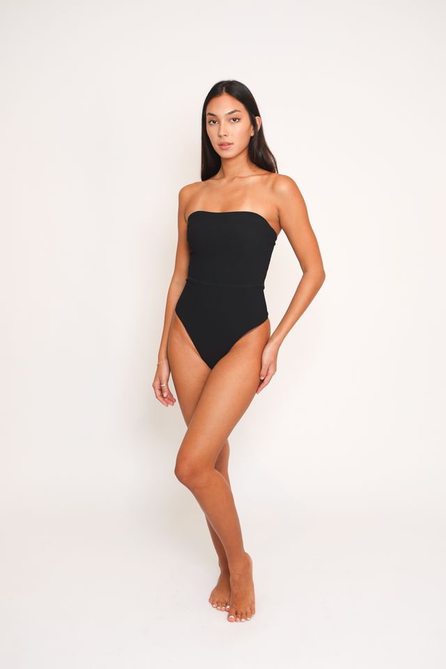 Anu Strapless Bodysuit in Ribbed Black