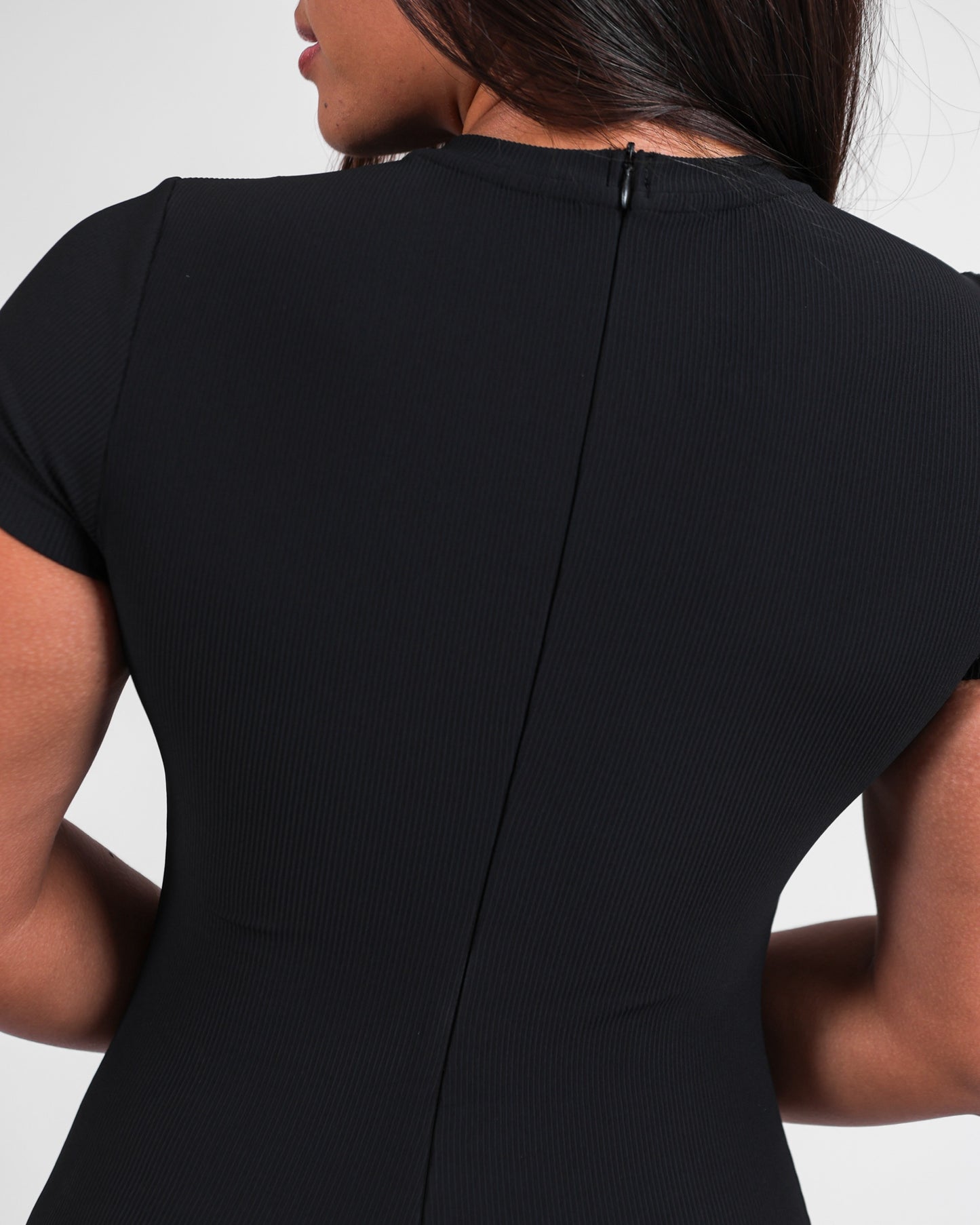 T-Shirt Jumpsuit in Ribbed Black