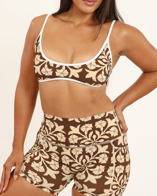 Liv Micro Top in Brown Puakenikeni Quilt