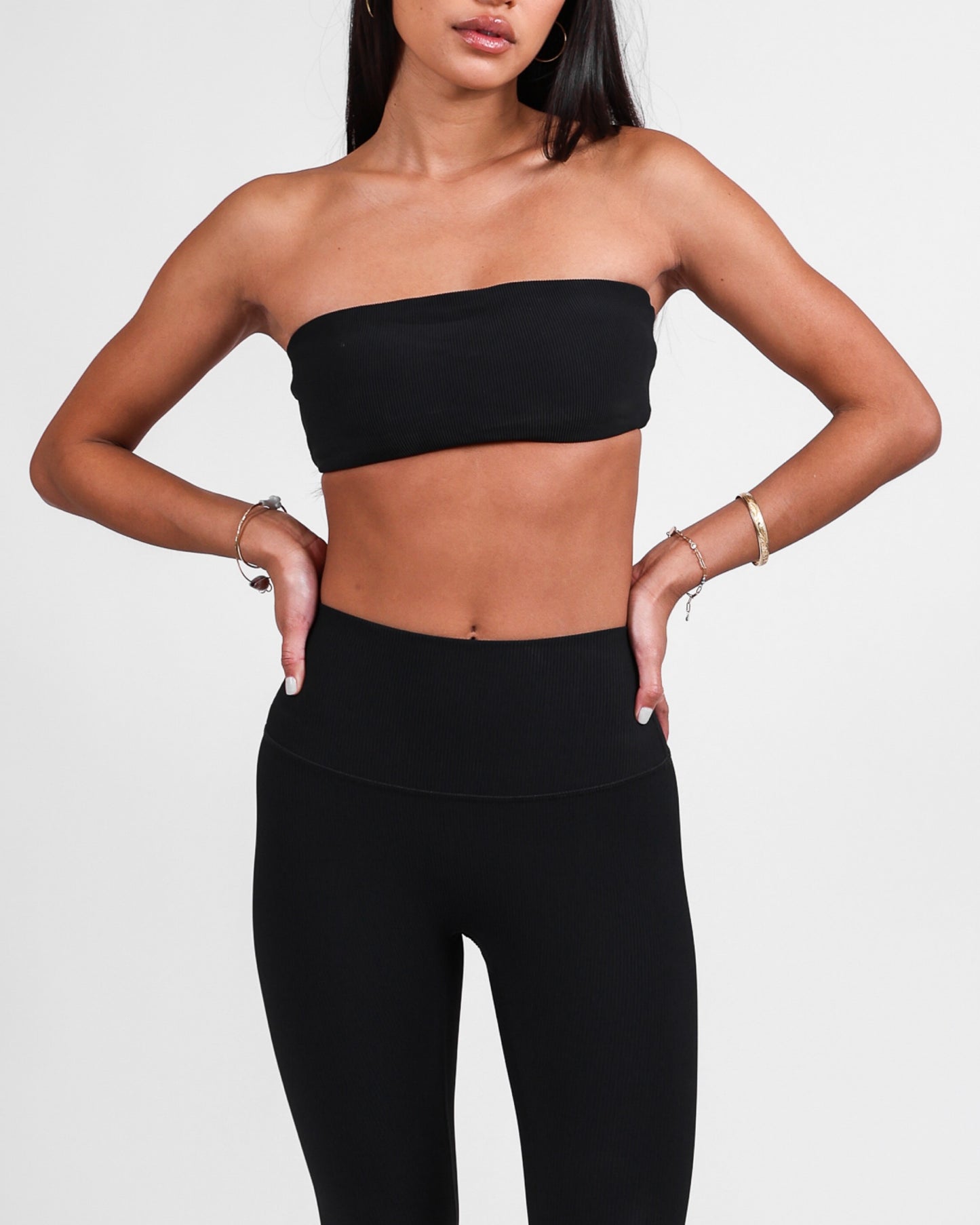 NEW! Strapless Top in Ribbed Black
