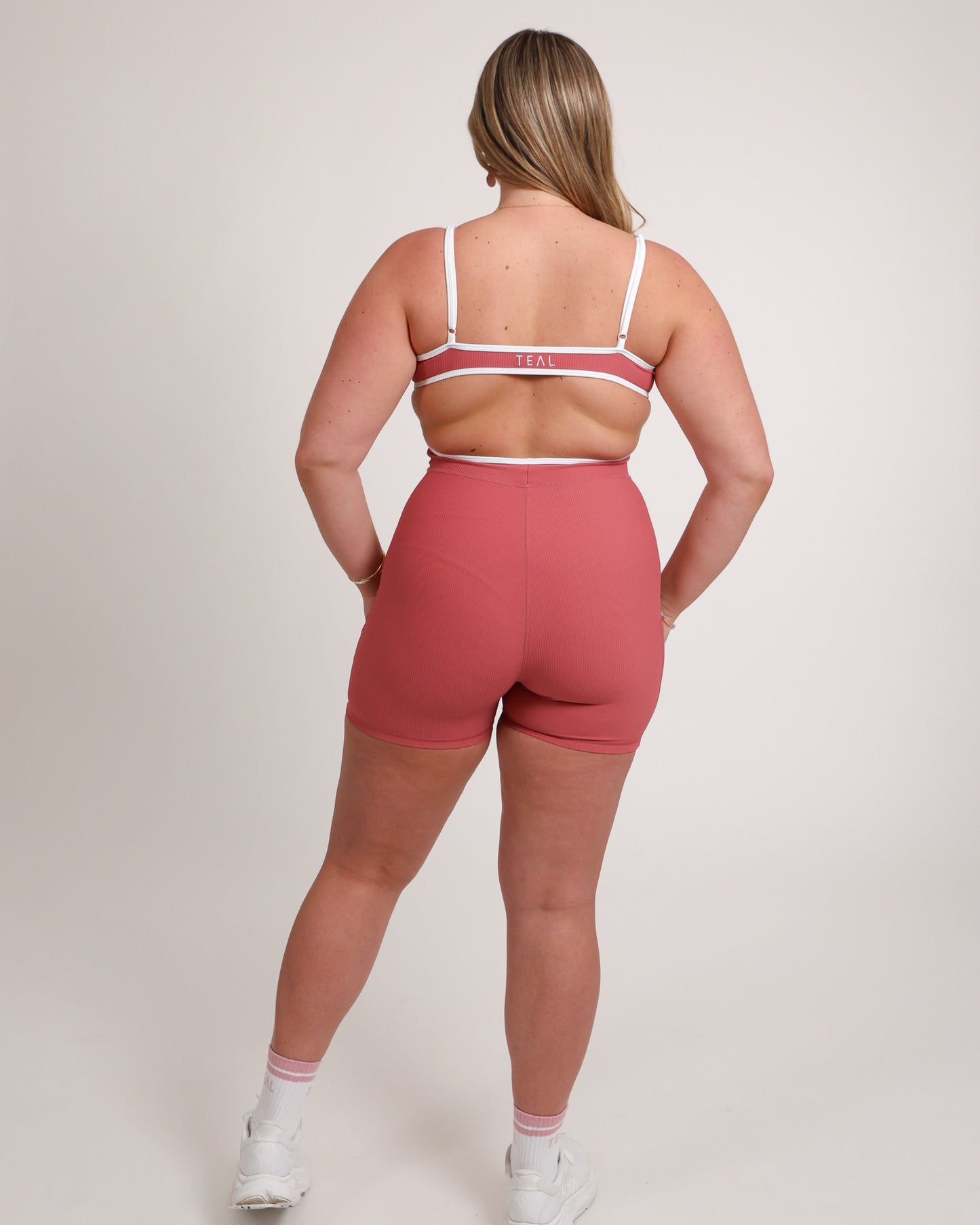 Kayla Jumpsuit in Ribbed Coral Pink