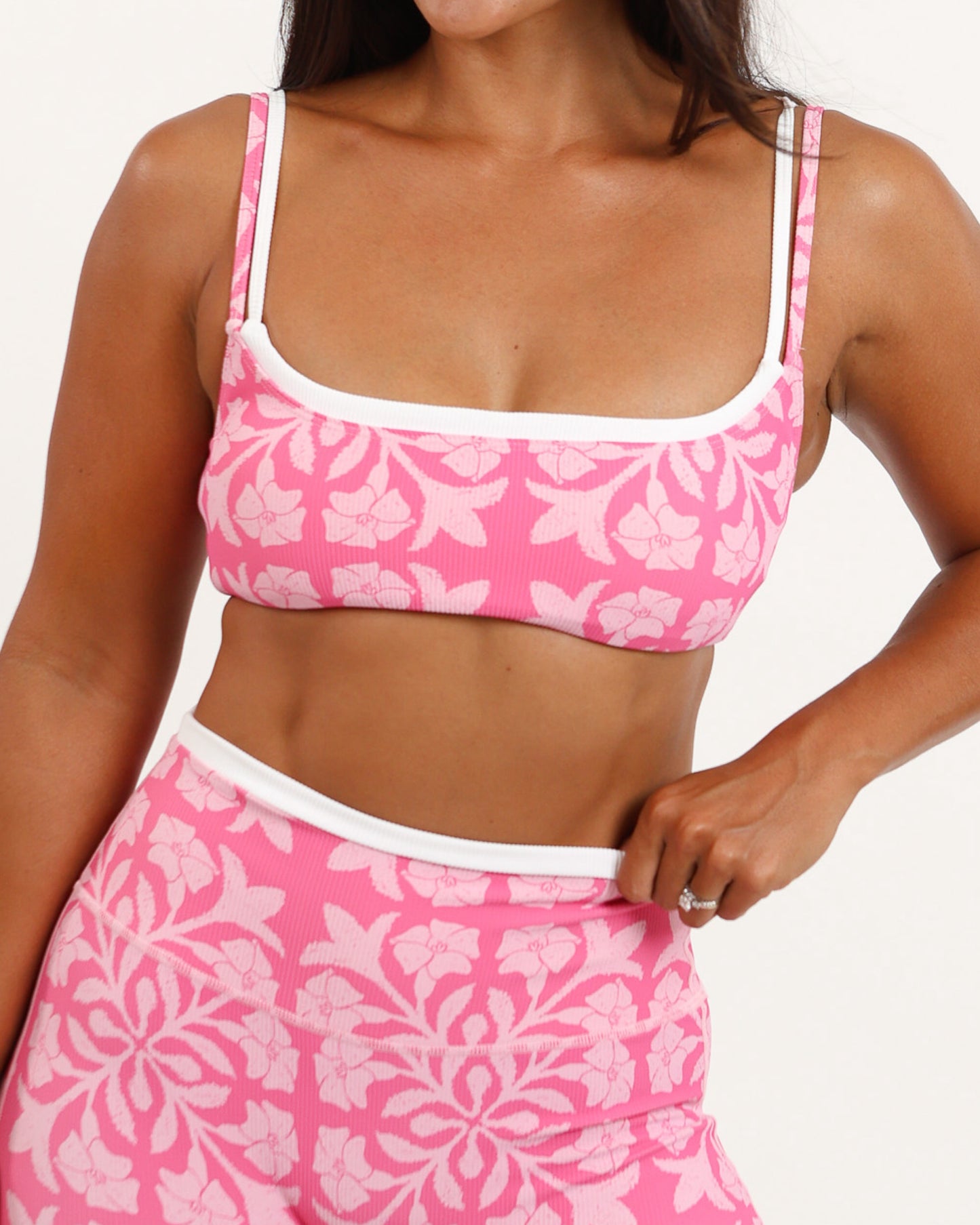 Double Layer Scoop Neck Top in Pink Puakenikeni Quilt