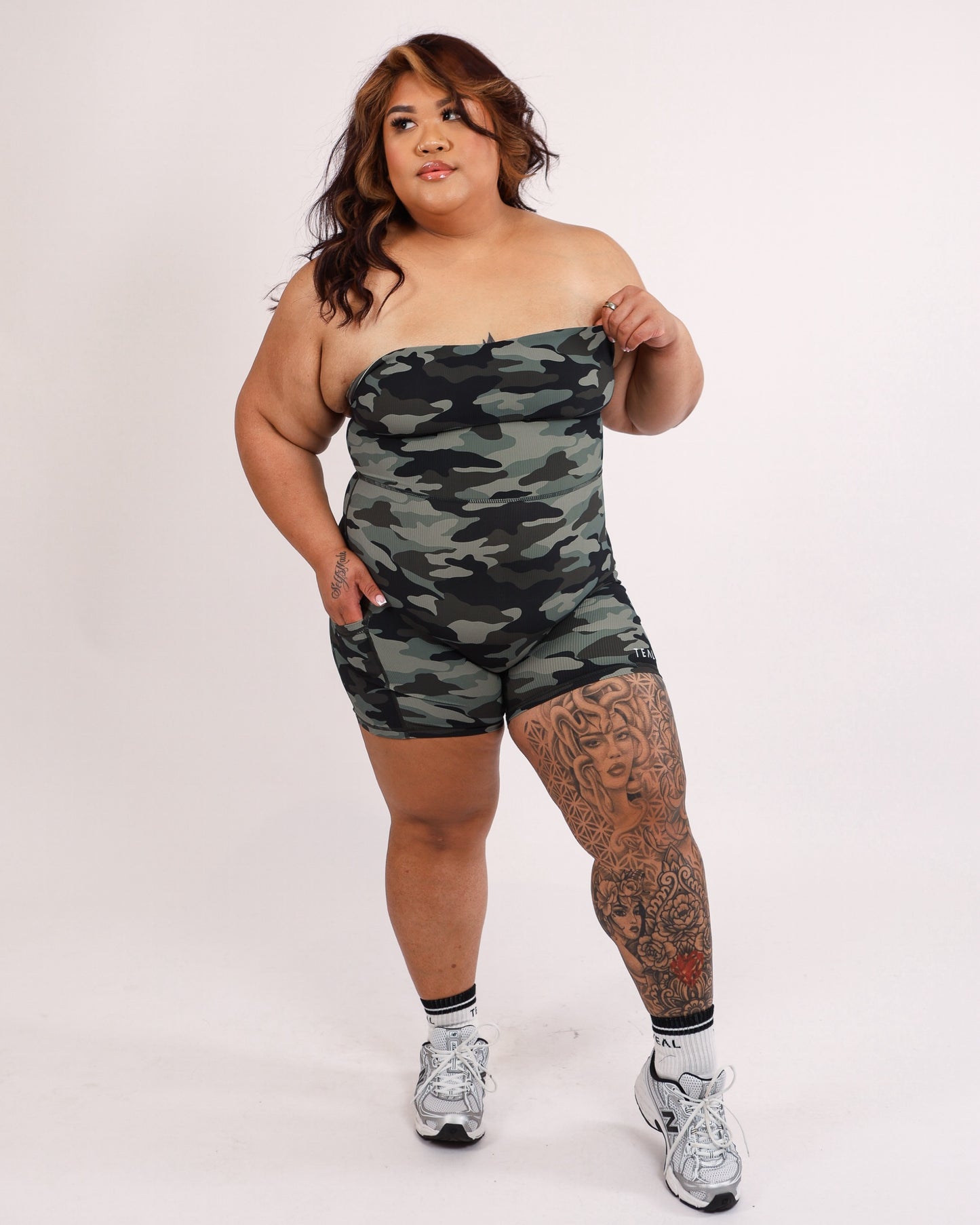Anu Strapless Jumpsuit in Camo