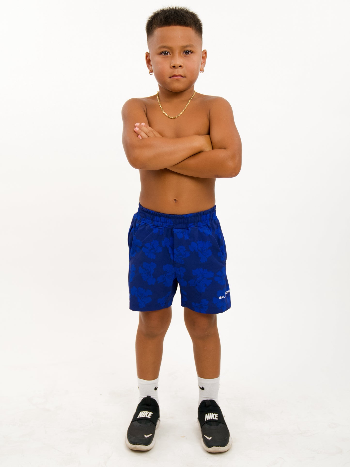 Luxe Hybrid Boy's Shorts in Orchid Dot Blue
