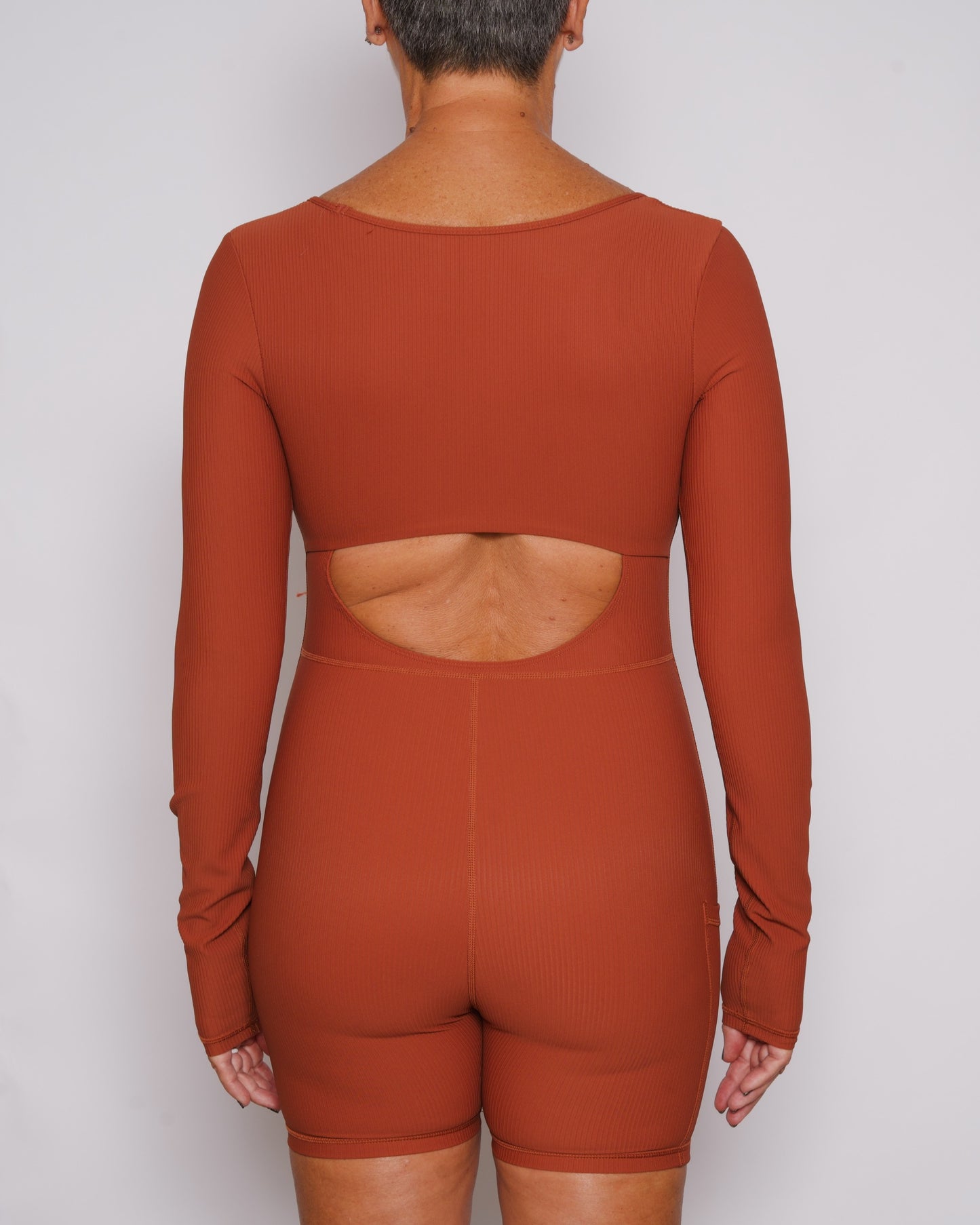 Aura Long Sleeve Jumpsuit in Rust