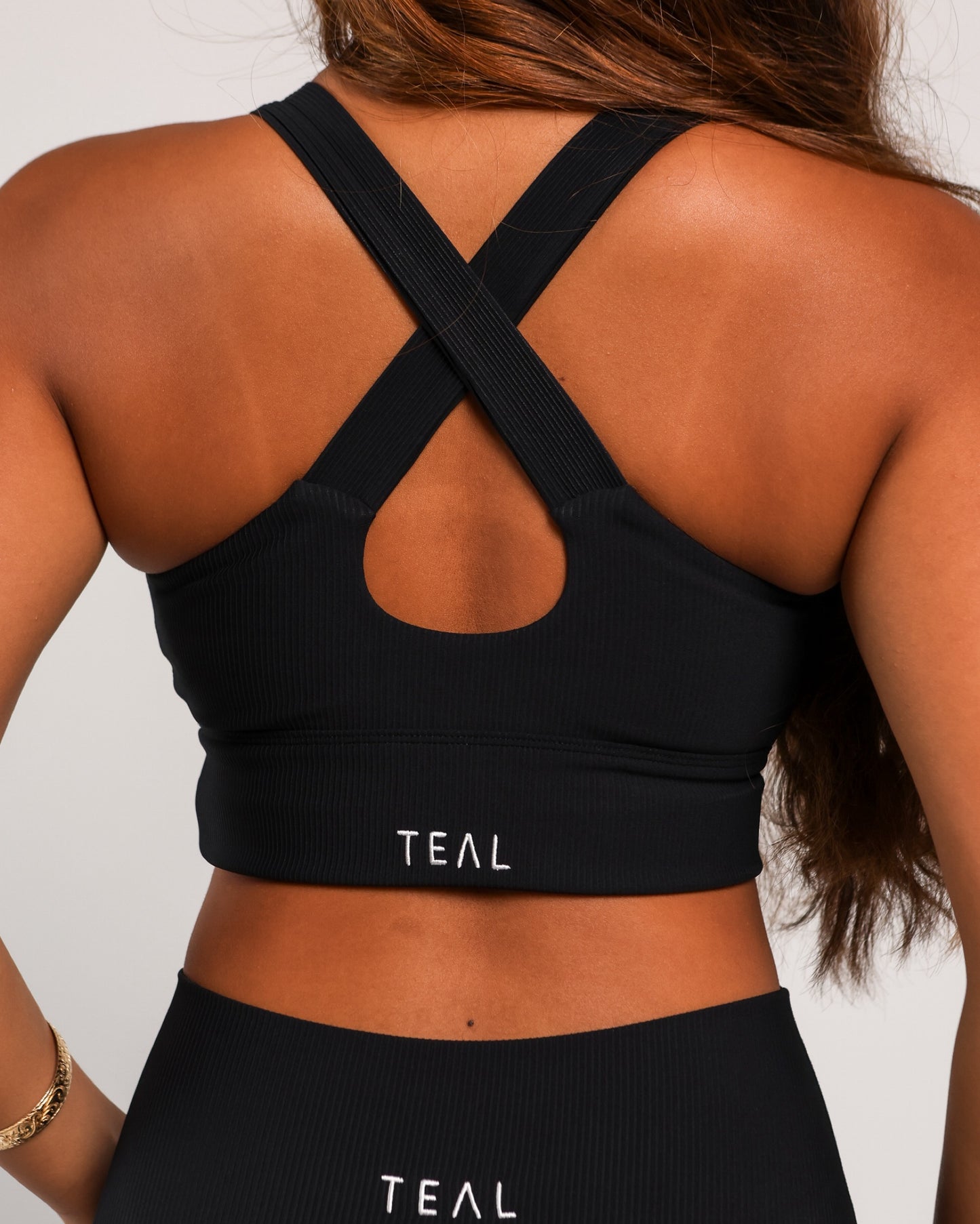 Agile Cropped Tank in Ribbed Black