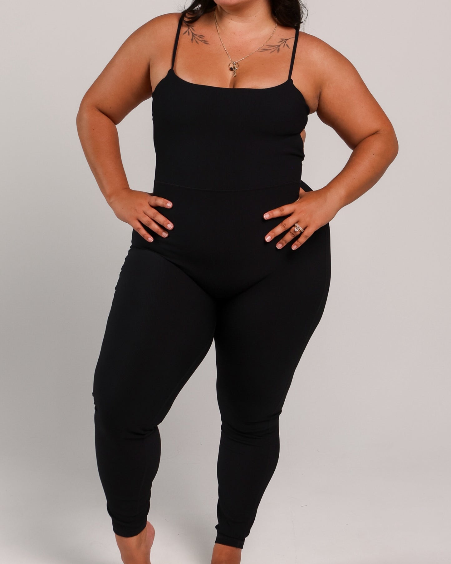 Long Kayla Jumpsuit in Ribbed Black
