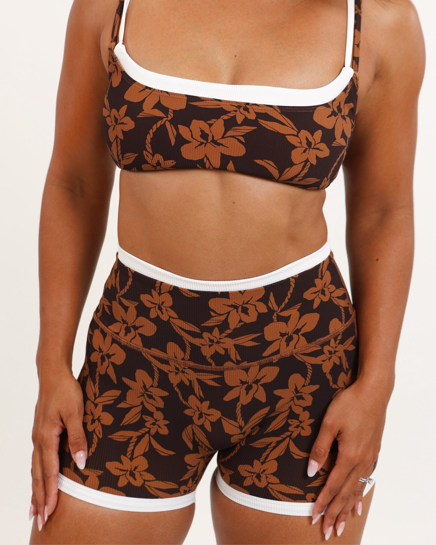 Essential 3" Biker Short in Mocha Orchid Lei