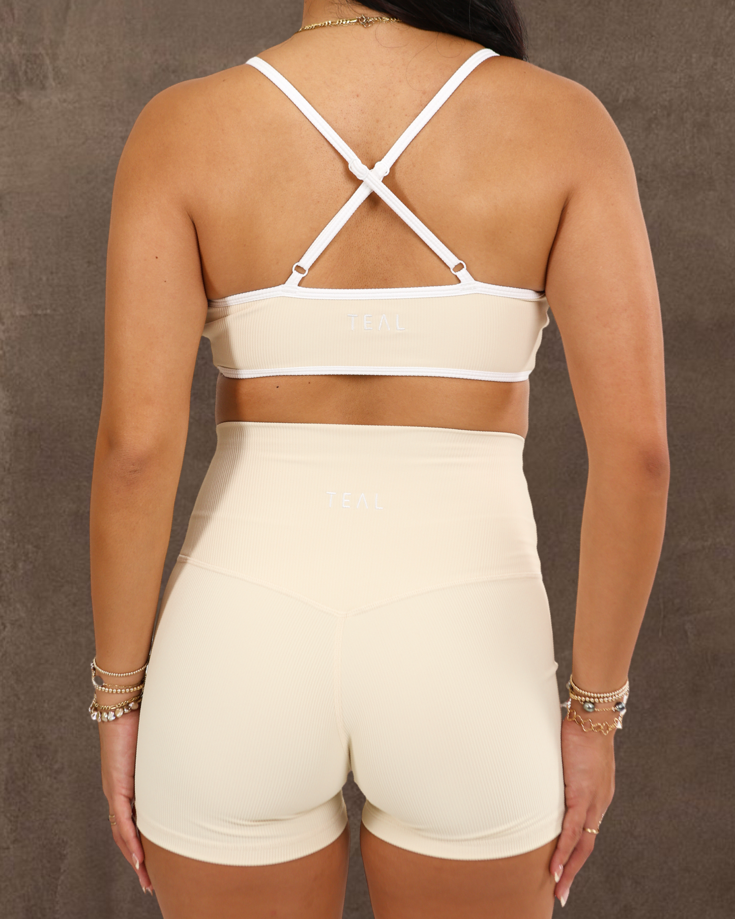 4" Biker Short in Ribbed Coconut