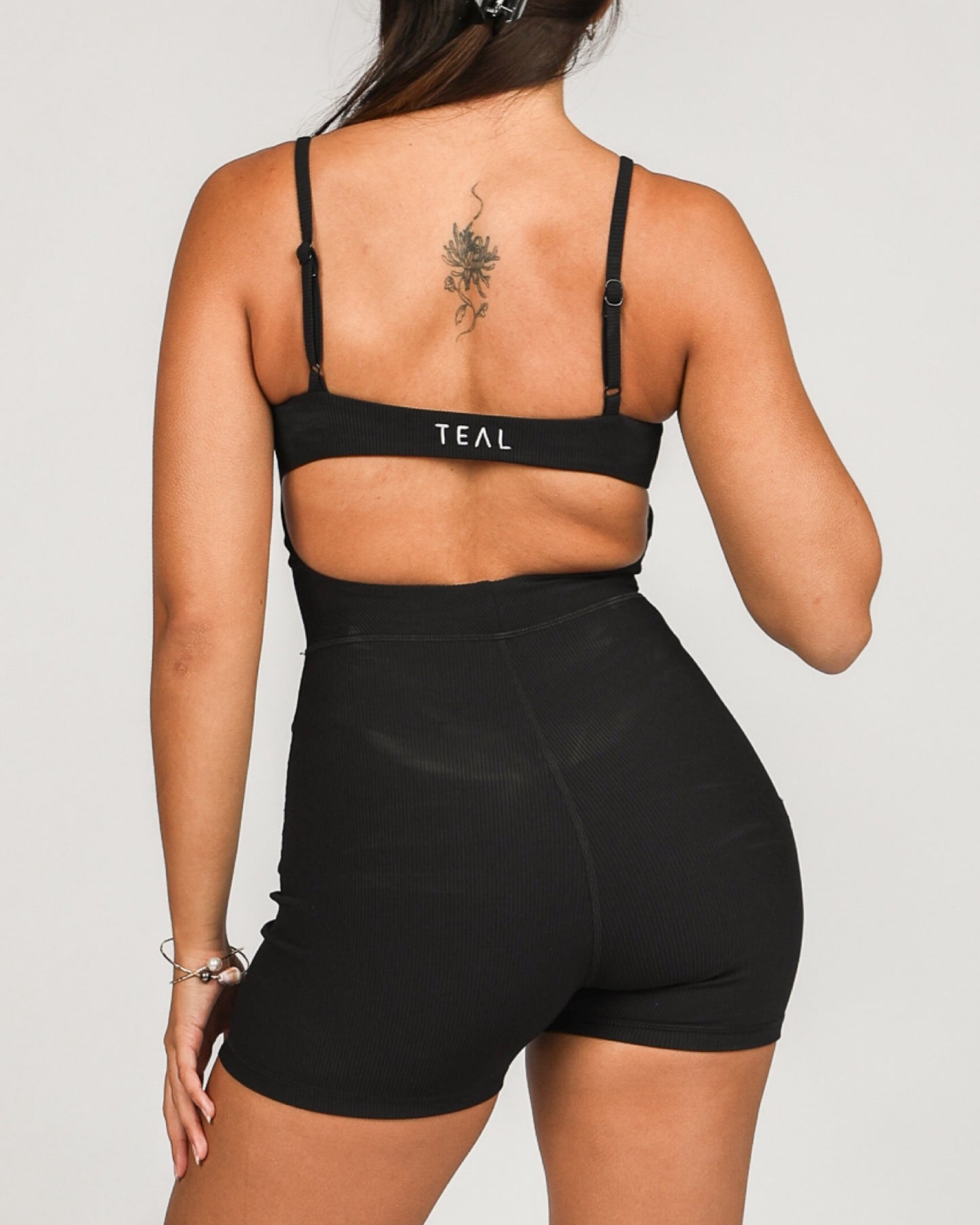 Kayla 3" Jumpsuit in Ribbed Black