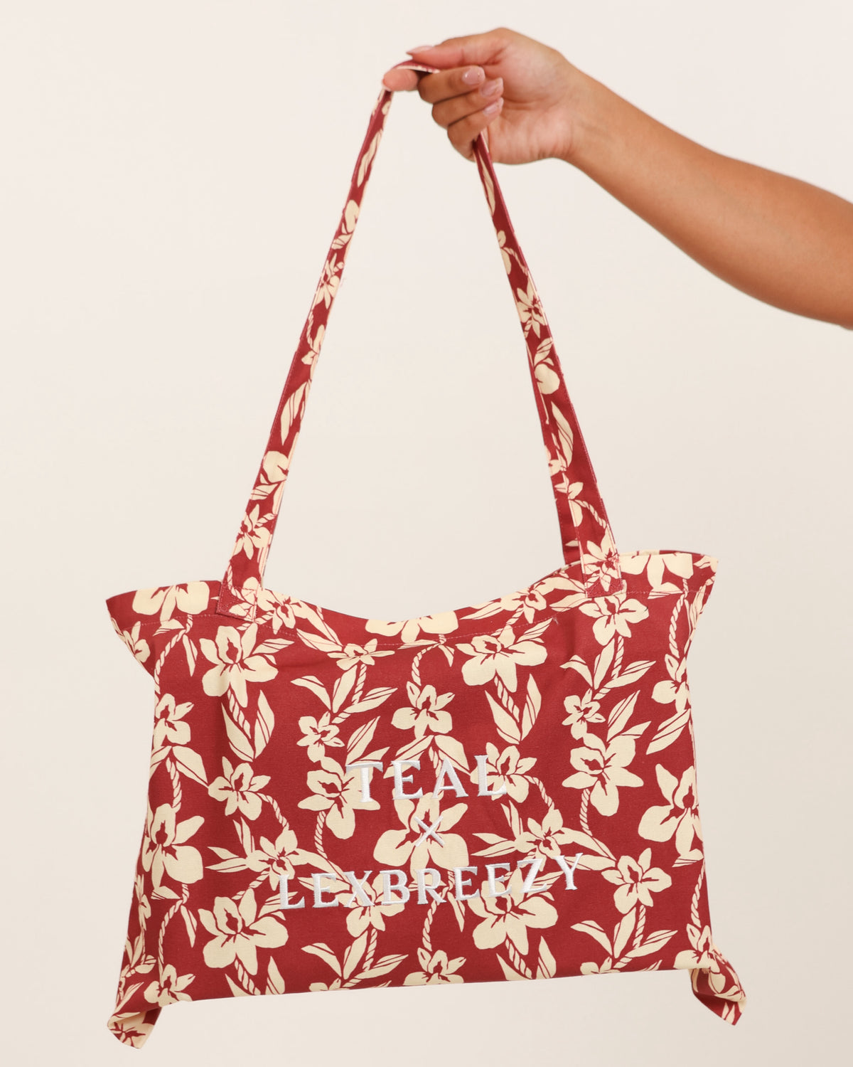 Shopping Tote in Red Orchid Lei