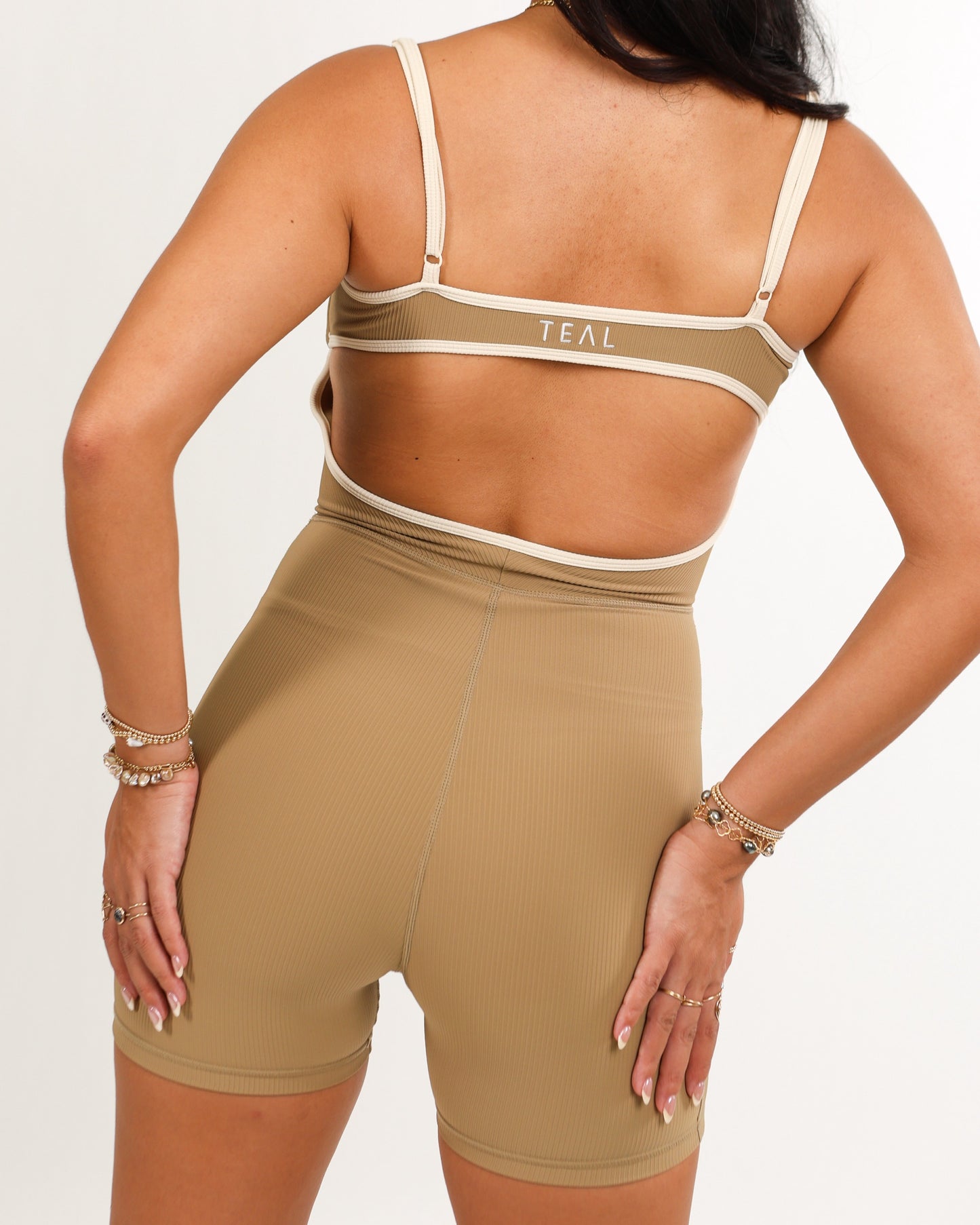 Kayla Jumpsuit in Ribbed Golden Khaki
