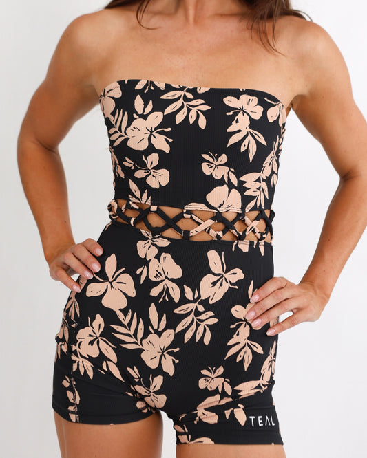 Paisley Strapless Jumpsuit in Okika Black