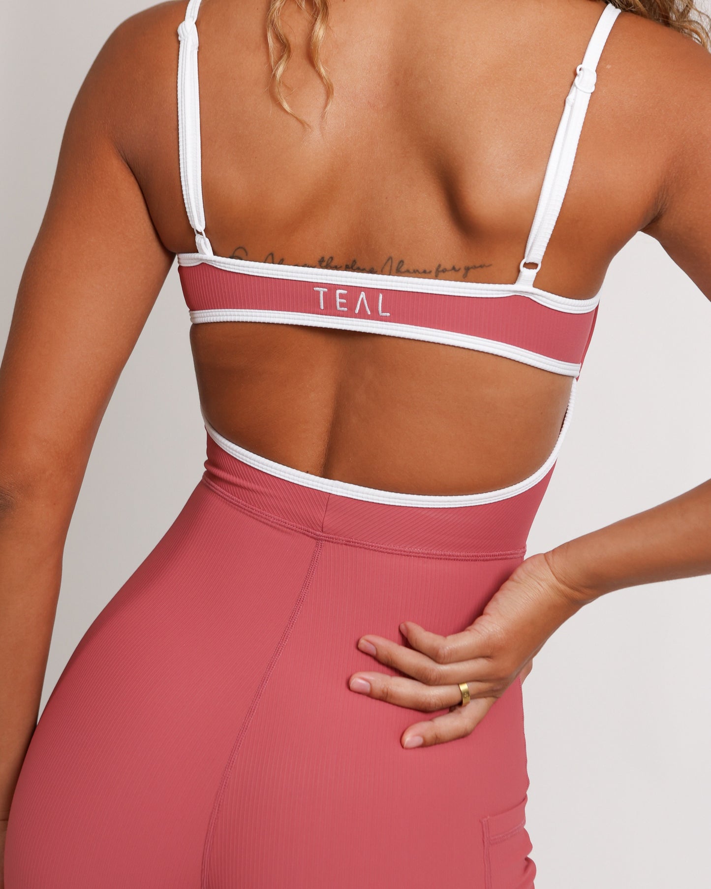 Kayla Jumpsuit in Ribbed Coral Pink