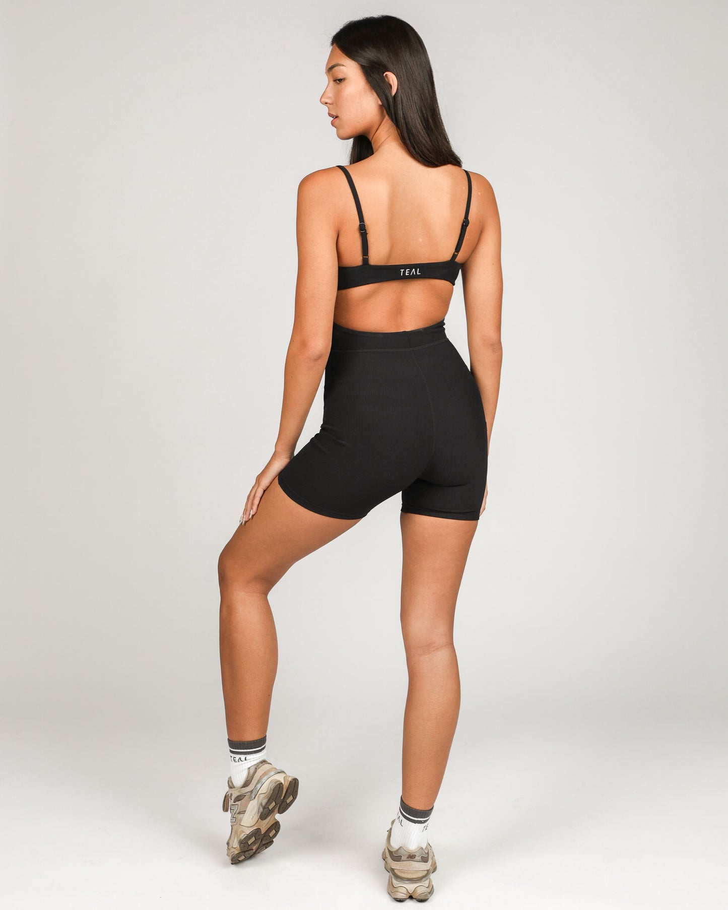 Kayla 4.5" Jumpsuit in Ribbed Black