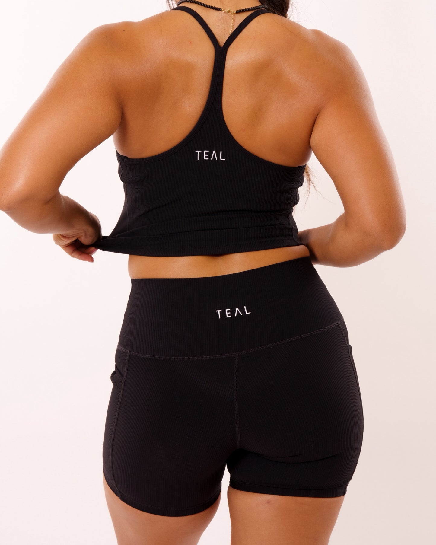 Essential 4" Biker Short in Ribbed Black